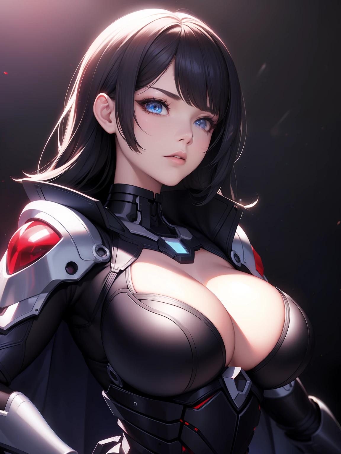 Exoskeleton mech，afofuturism，Red theme style，Love Coco style，offcial art，Unity 8k wallpaper，Hyper-detailing，Master masterpieces，，Best quality at best，A woman who is，（The is very detailed），（RAW photos，best qualtiy），（Realistis，realisticlying：1.3），High- sharpness，Open Your Mouth Lightly，Ultra detailed complex 3D rendering of the face，（huge tit：8.8），（highly detailedskin：1.2），（，Beautiful Caucasian woman with full, soft breasts and fair skin（toppless）， ，boobgasm，Black color hair，eBlue eyes，long whitr hair，Cut the leather jacket，dynamic angle，Mysterious expressions，fire glow effect，Fantasy background，edge lit，Side brightness，cinematric light，hyper HD，8K，filmgrain，Best shadow，light particules，detailed skin textures，Detailed jewel armor texture，detailed face with，with intricate detail，ultra-detailliert，brightly，sturdy，Silver armor，cleavage，Slender abs， have glowing weapons，Mech shield，pole，（Beautiful huge mech crown with details）），shinning eyes，long cape，fanciful,,,,,（Realistis），
