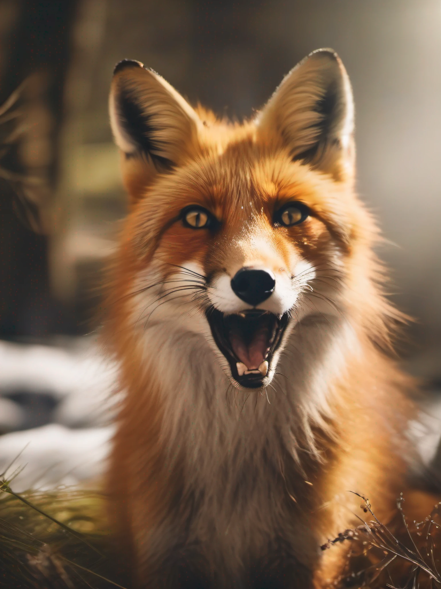 (Fox Realista), animal selvagem, feroz, com dentes grandes afiados), (Imagem ultrarrealista altamente detalhada:1.2), (fotorrealista:1.2), com detalhes intrincados. (Background with lighting effects with rays and powers of bright colors with high contrast and saturation:1.2). ((cinematic photography, UHD, 8k)), ((de corpo inteiro)), ((foco nítido:1.2))
