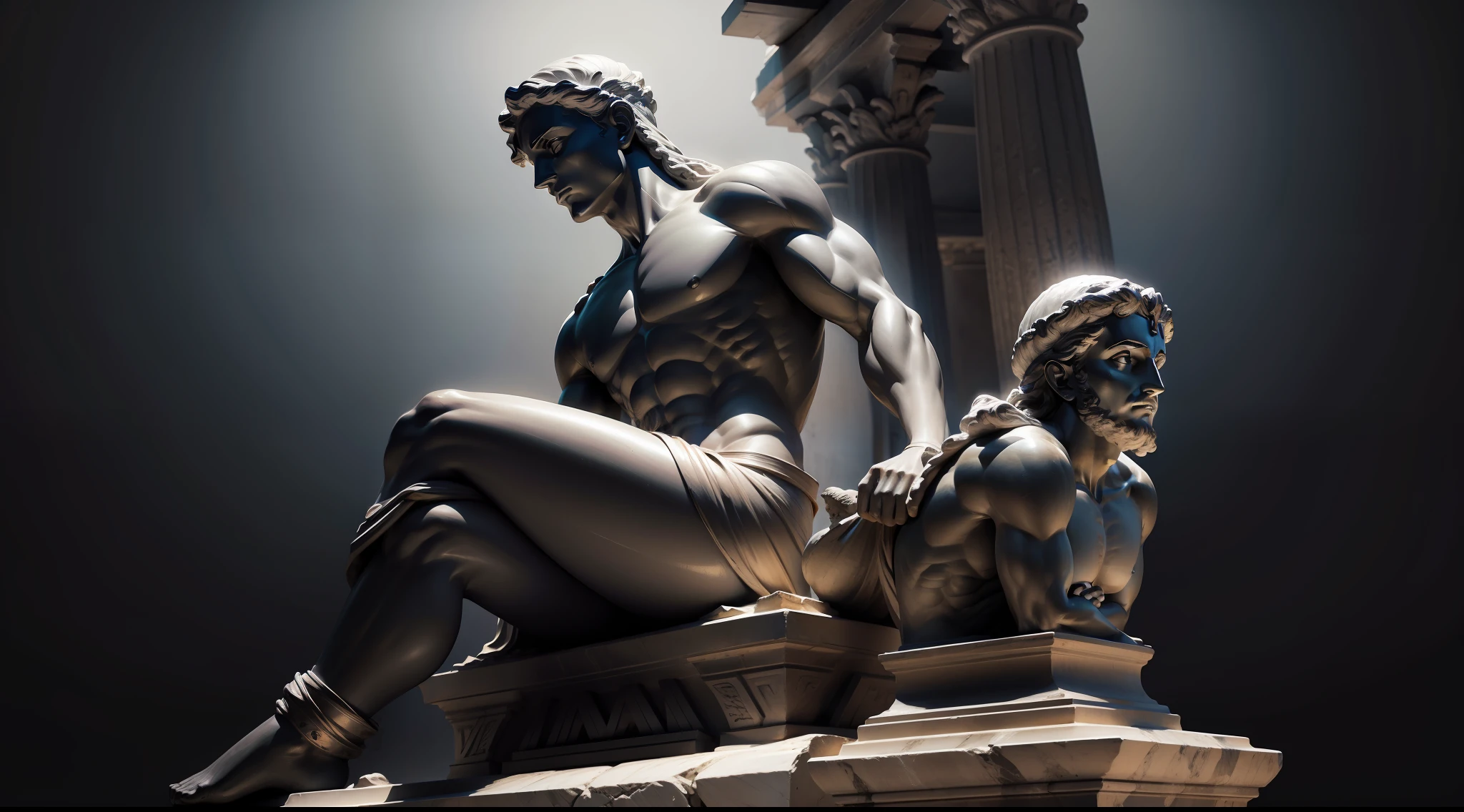 Greek statue with black background
