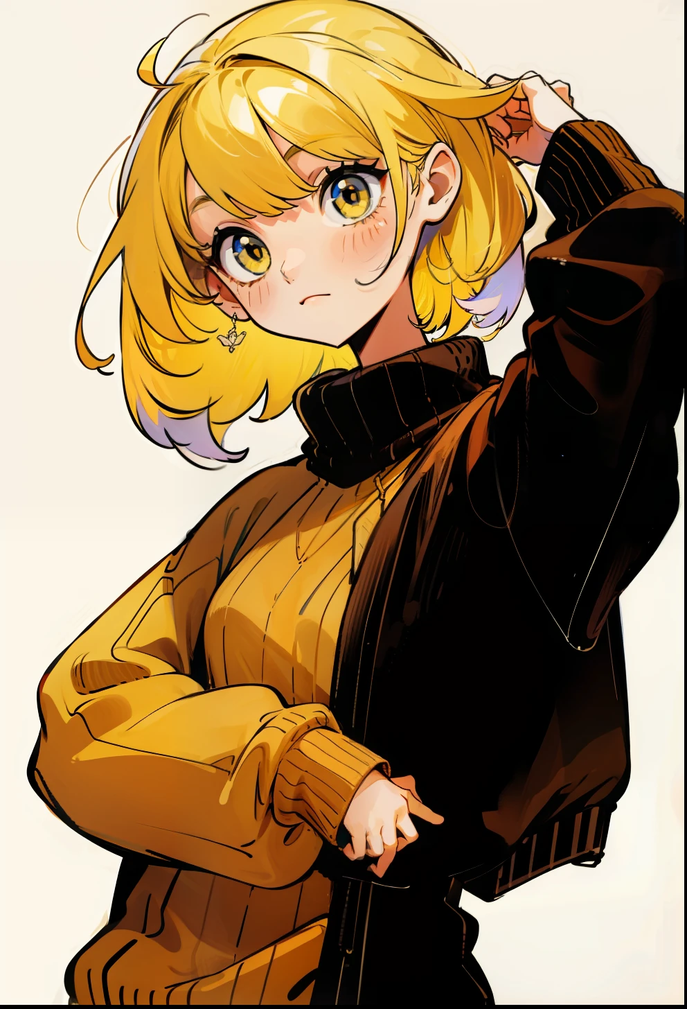 Yellow hair, 1Girl, Sweaters