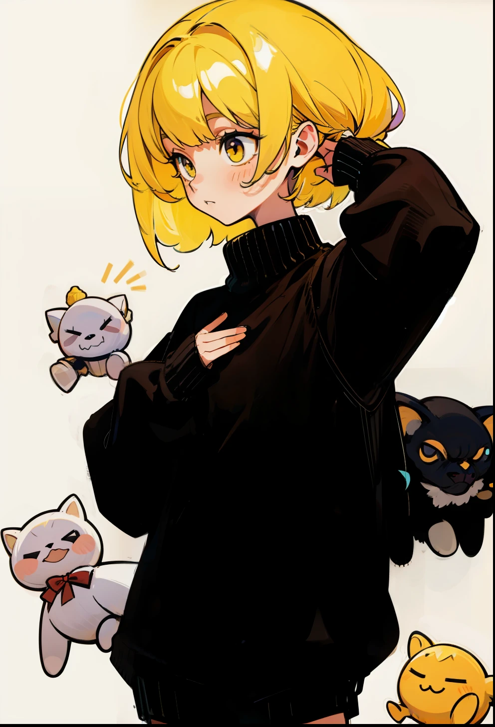 Yellow hair, 1Girl, Sweaters