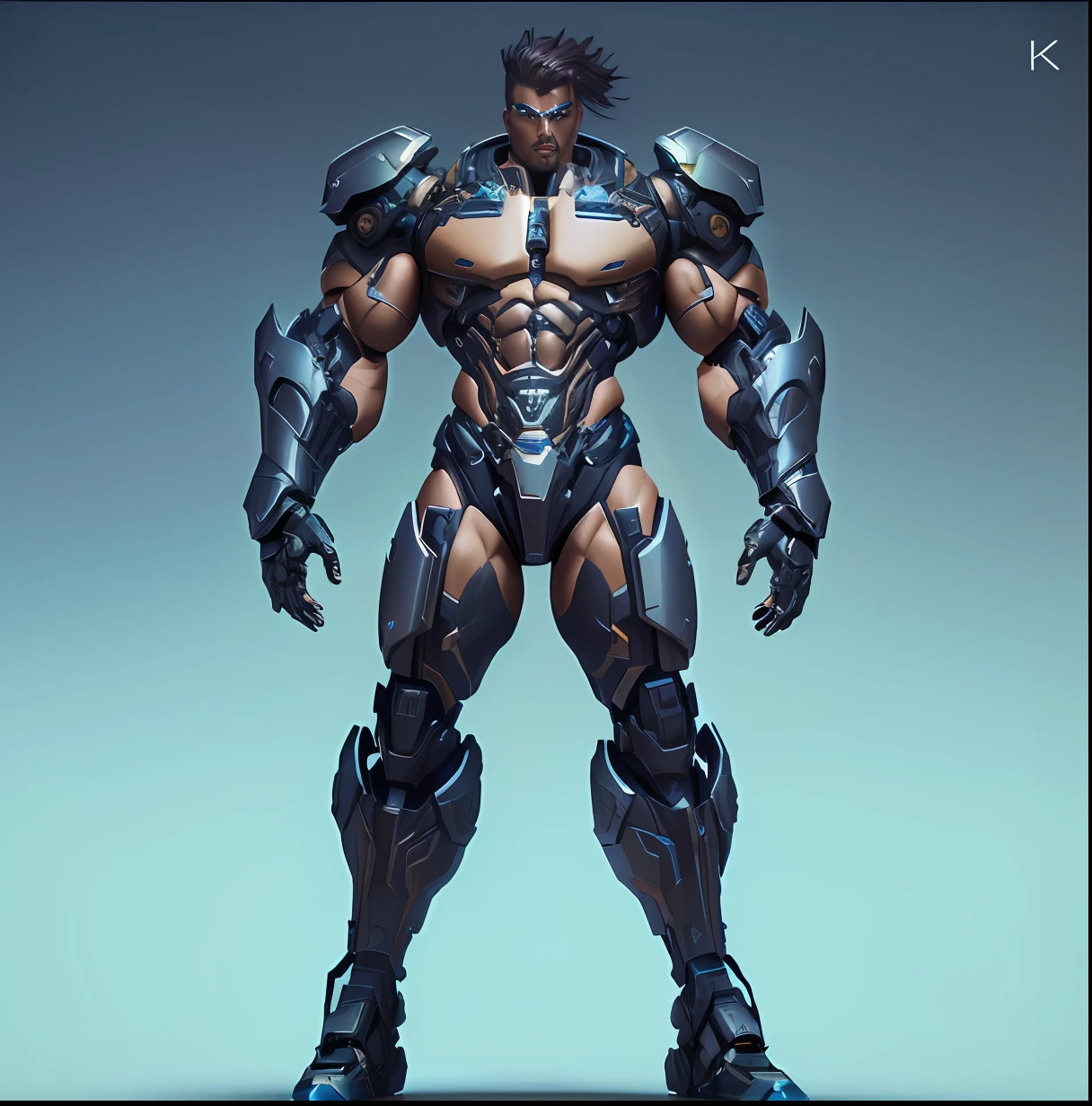 Close up of a man in armor wearing a helmet, Muscular male undead cyborg, greek god in mecha style, sci - fi armour! muscular, muscular character, Attractive stocky man in armor, Cyborg Male, 3 d render character art 8 k, detailed full-body concept, very detailed character, muscular! Cyberpunk, starcraft 2 videogame character, character art the contra