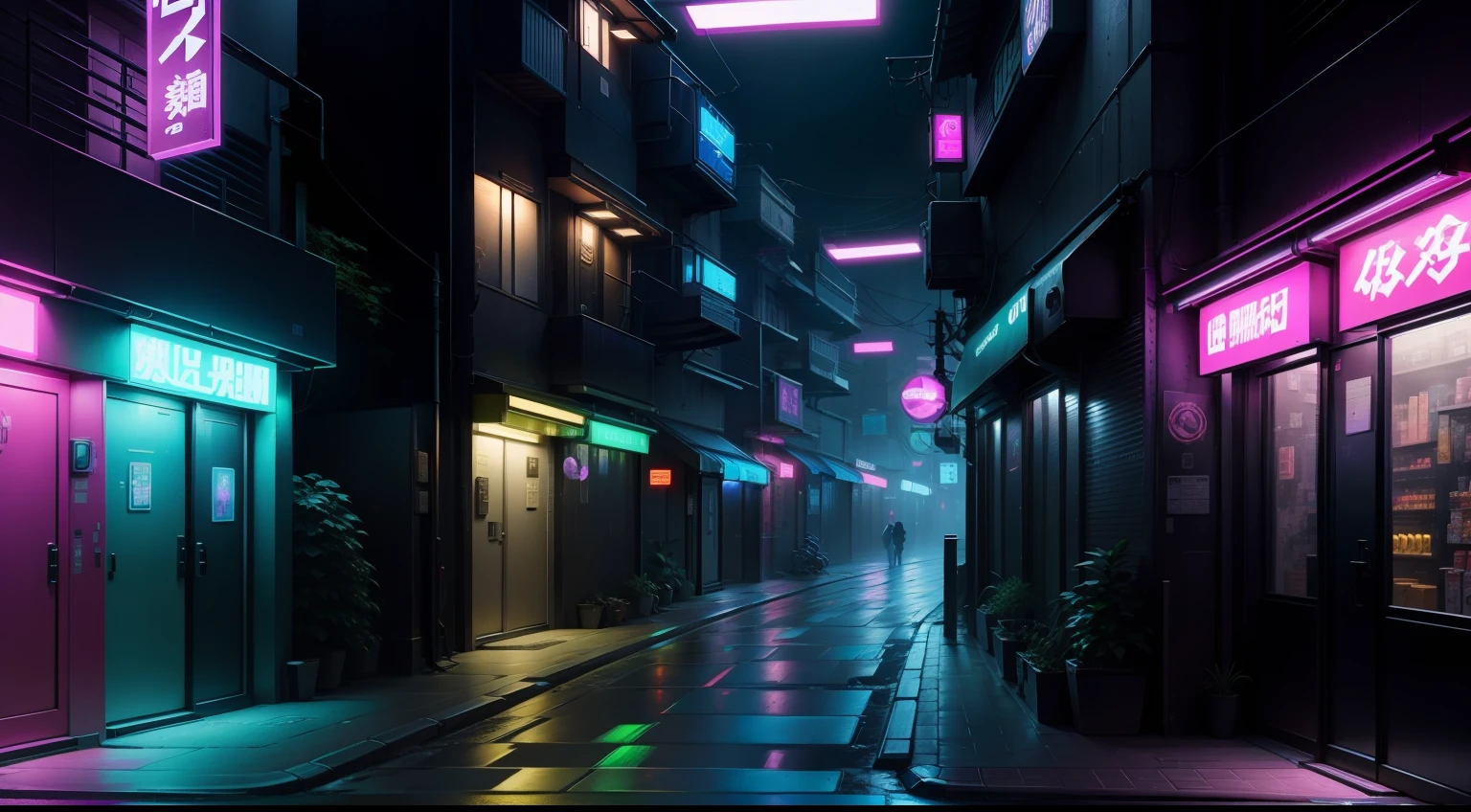 Cyberpunk Heiankyo Street、natta、neons、There are no people
