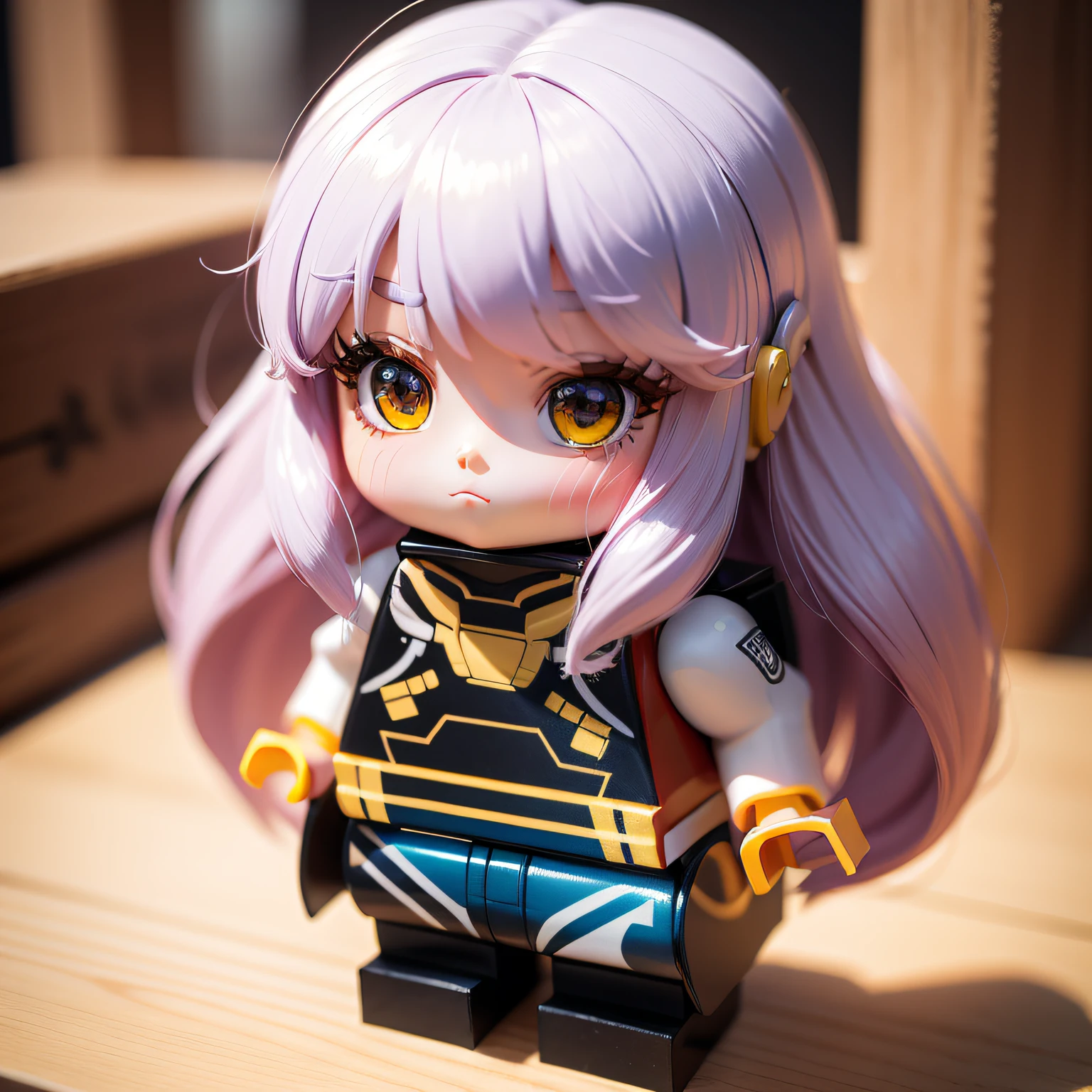 a beauty girl、super precision、accuracy、Lego、Chibi、Colorful hair、kawaii