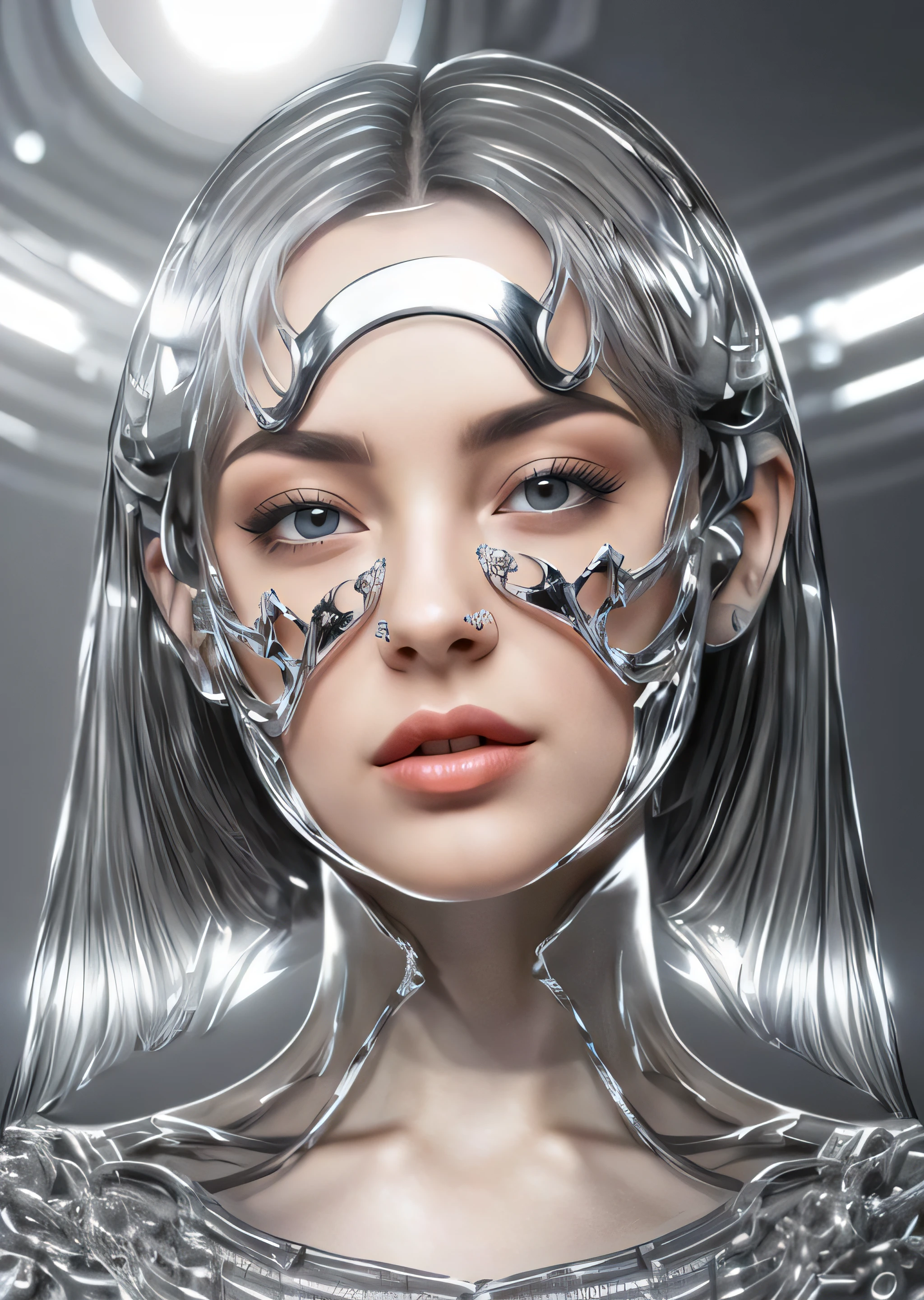 303, (1girl),  (((chrome details))), best quality,