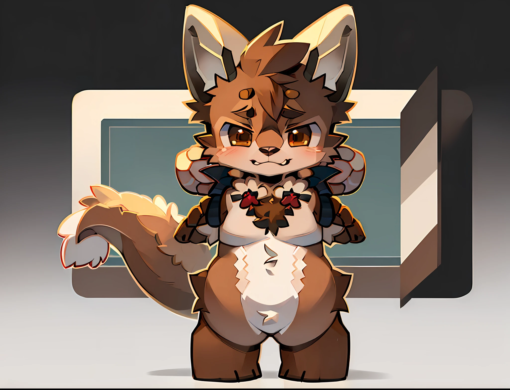((Solo)), charming scene of a (furry anthro) (goats_Boy:1.5),(brown_fur:1.5).