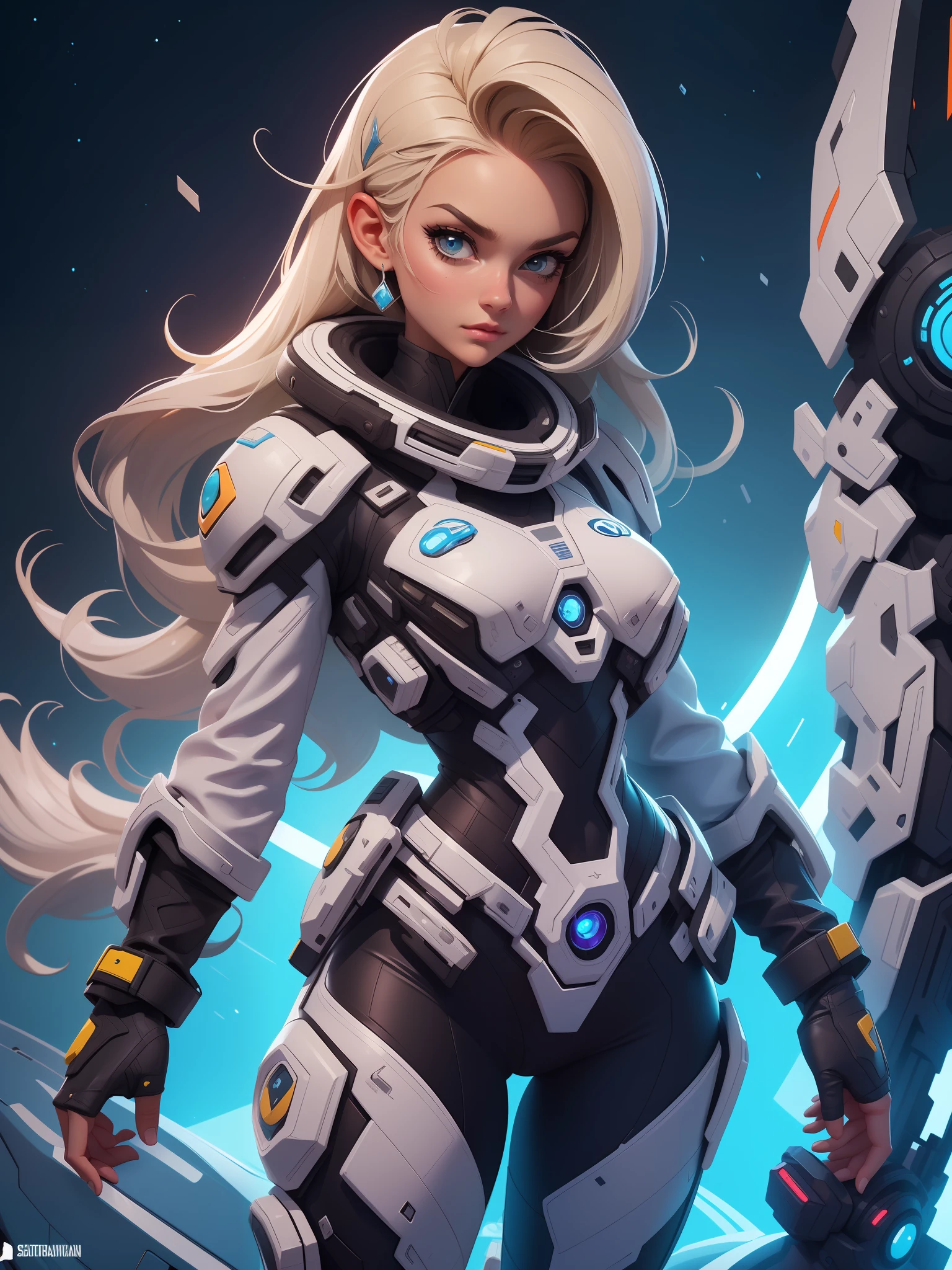 obra prima, melhor qualidade, proporcional, ultra detalhada, (uma linda mulher, cowboy do oeste selvagem de cabelos grossos) em uma nave espacial, sci-fi, futurista, detalhado, 8k, artstation, proportion Aurea,