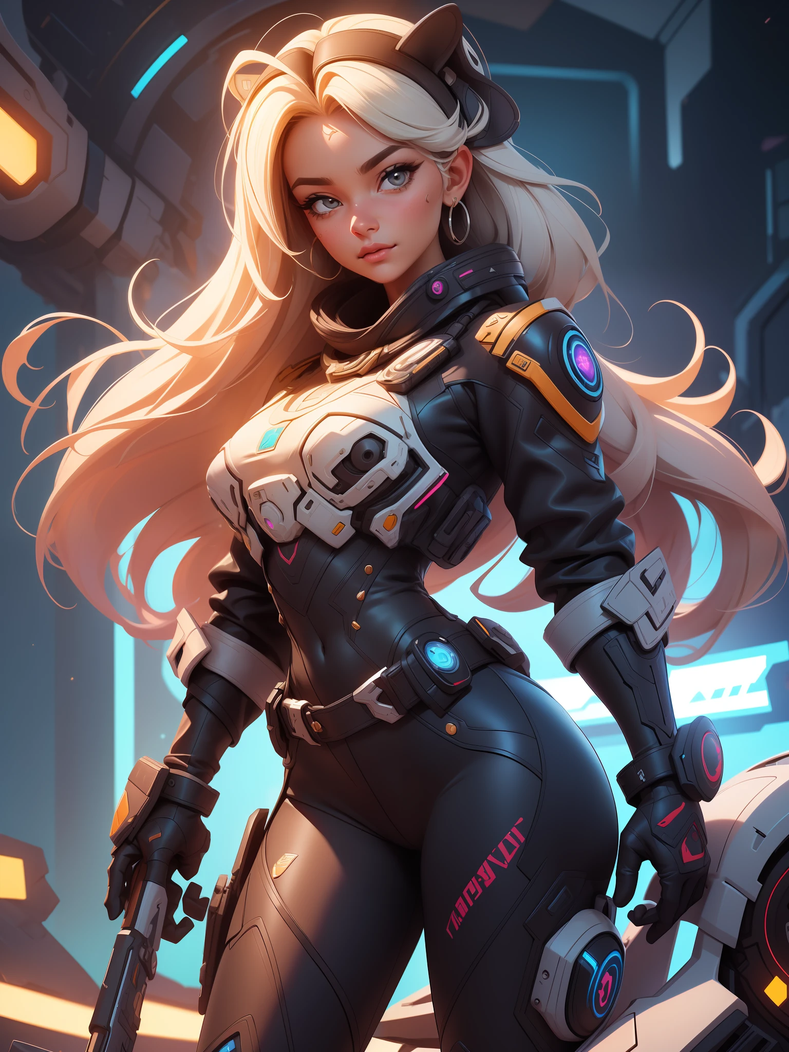 obra prima, melhor qualidade, proporcional, ultra detalhada, (uma linda mulher, {cowgirl do oeste selvagem} de cabelos grossos), sci-fi, futurista, detalhado, 8k, artstation, Aurea Ratio