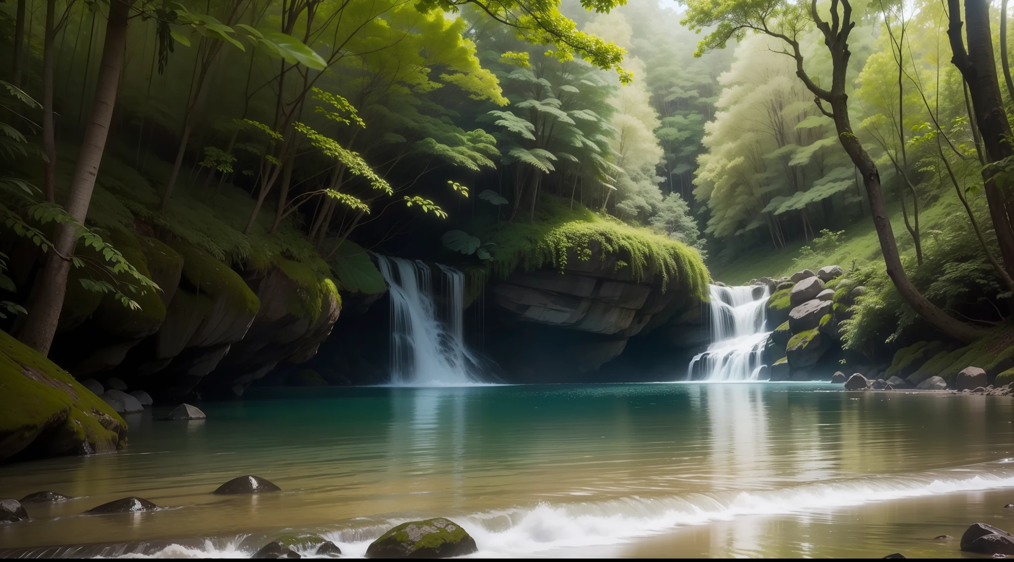 natureza, fotos real, muito real, 4k, alta qualidade, imagem de cachoeirinha, foto realista. alta resolução. floresta.