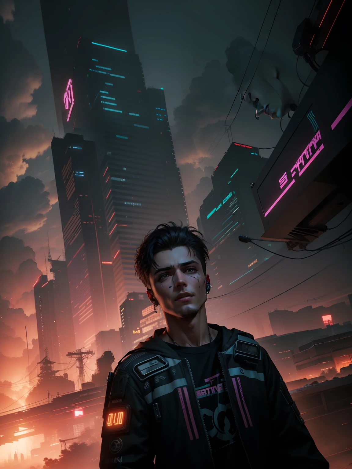 Cyberpunk handsome boy ultra realistic face 8k ultra realistic