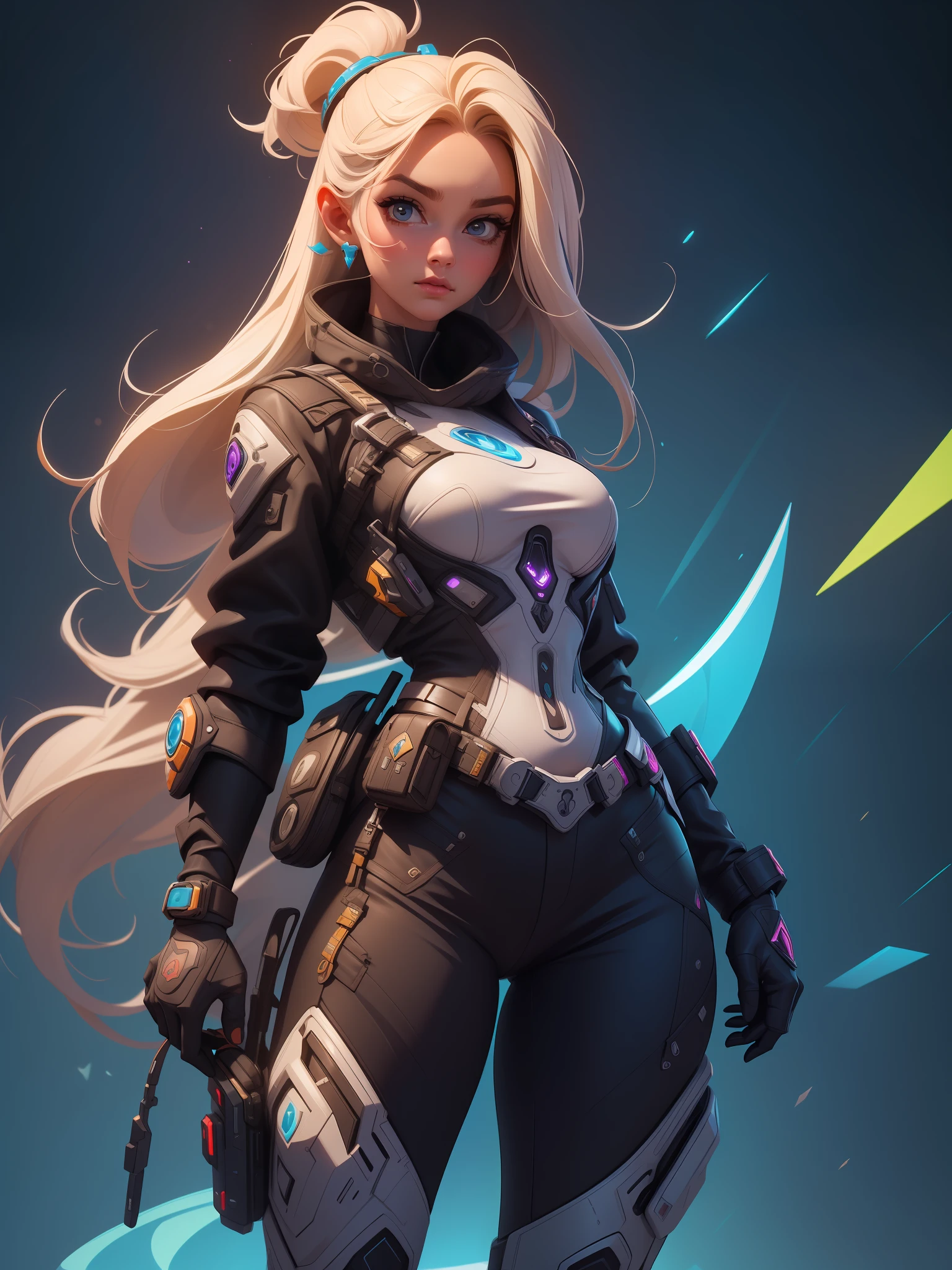 obra prima, melhor qualidade, proporcional, ultra detalhada, (uma linda mulher, {cowgirl do oeste selvagem} de cabelos grossos), sci-fi, futurista, detalhado, 8k, artstation, Aurea Ratio