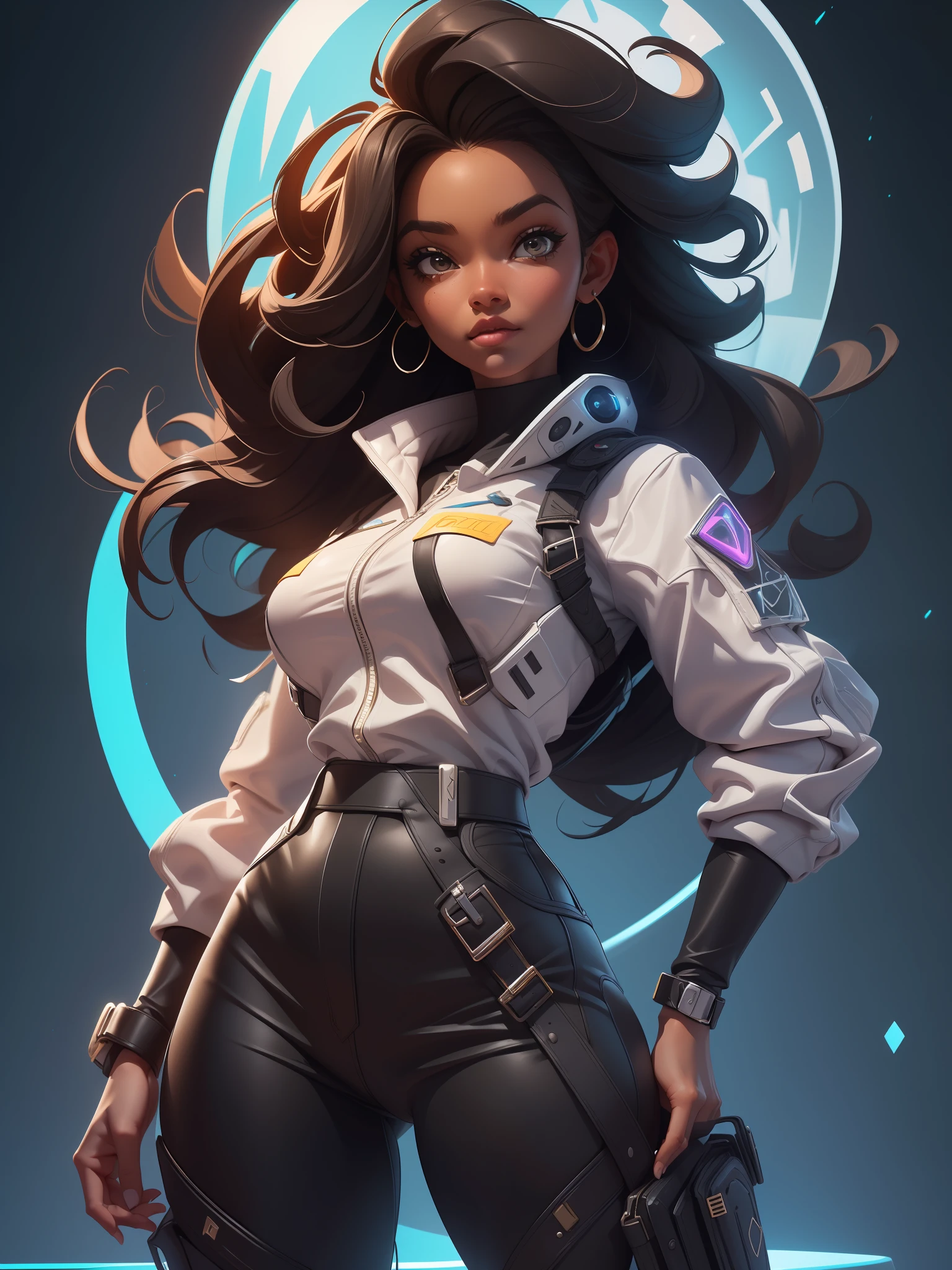 obra prima, melhor qualidade, proporcional, ultra detalhada, (uma linda mulher negra, cowgirl do oeste selvagem, de cabelos grossos), sci-fi, futurista, detalhado, 8k, artstation, proportion Aurea