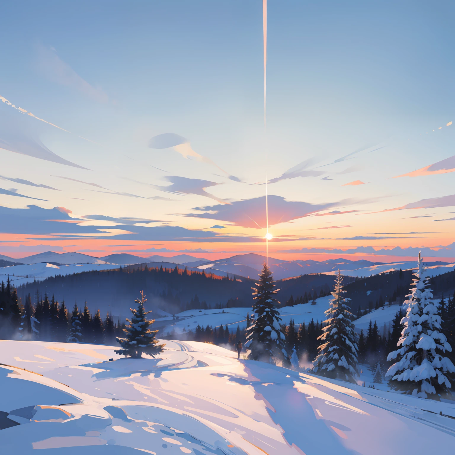 quadratic element,winter day,midday,Simple,The pure white sky city,best qualtiy,A high resolution,tmasterpiece