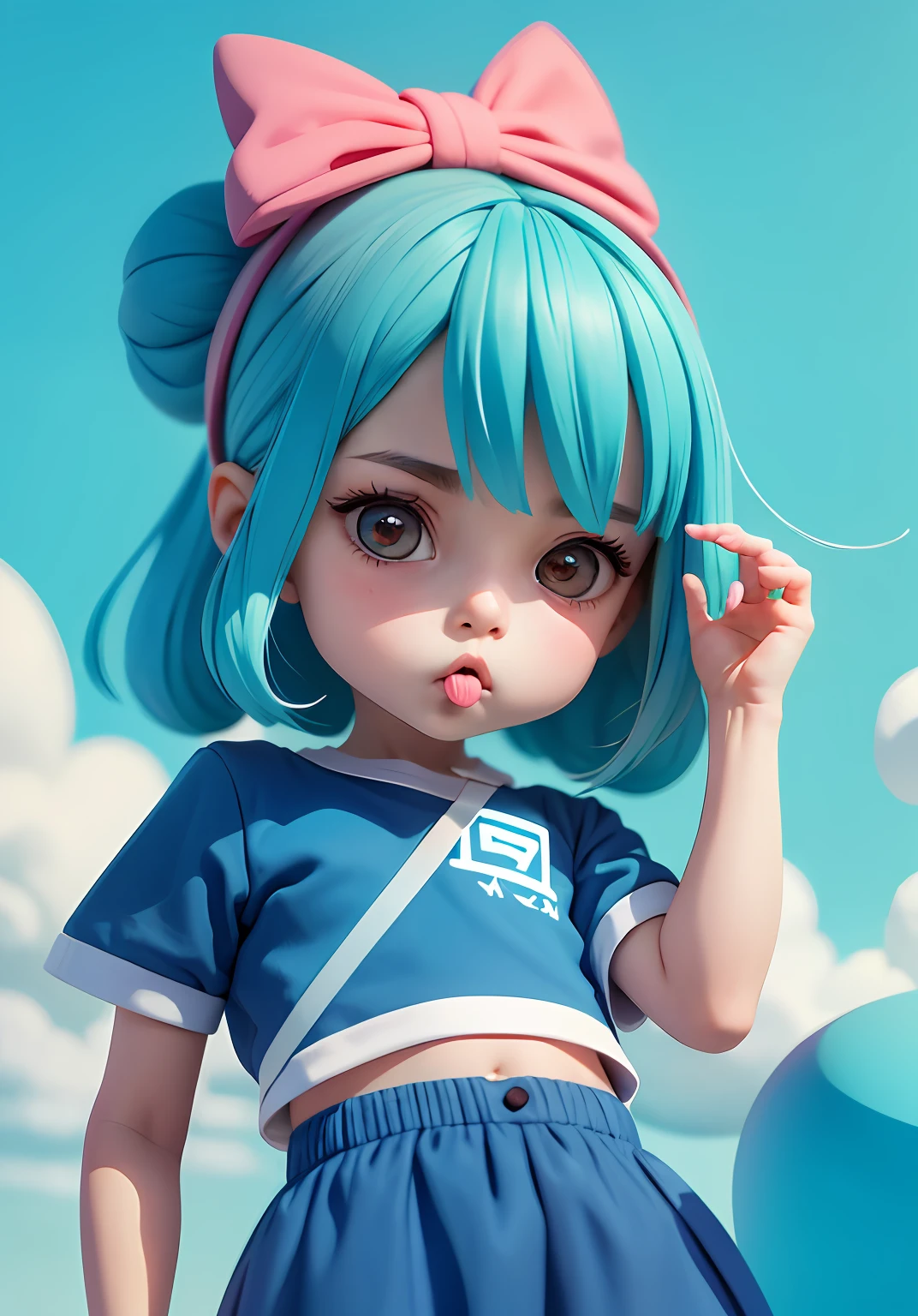 a cartoon drawing of a young girl with a pacifier and candy, in the style of rap aesthetics, navy and cyan, kodak elite chrome extra color, oshare kei, dau al set, zuckerpunk, authentic expressions