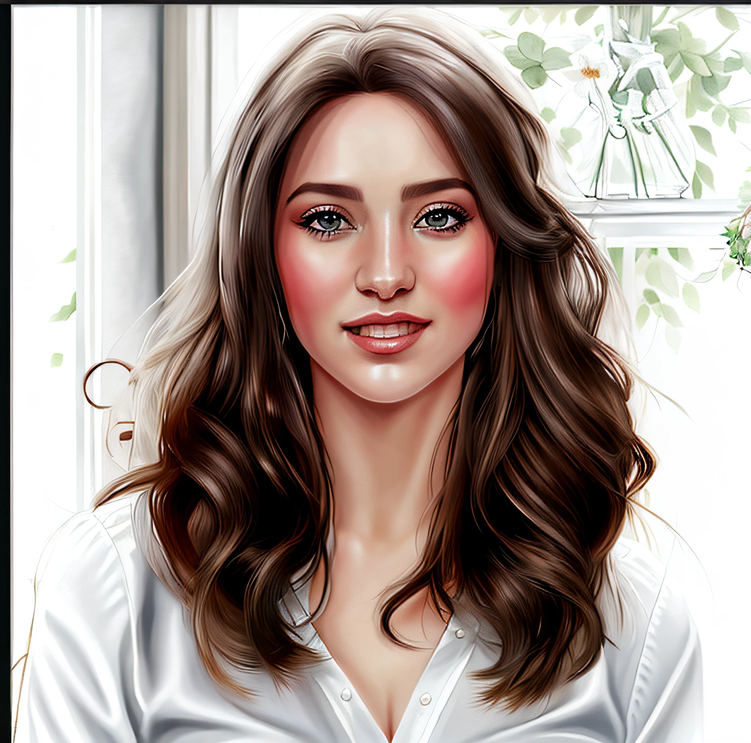 there is a woman with long hair and a white shirt, digital illustration portrait, retrato digital, retrato de arte digital, detailed illustration portrait, pintura digital dos desenhos animados, arte digital de um elegante, No estilo de arte de Bowater, retrato colorido detalhado, arte digital do retrato, retrato feminino realista, #1 pintura digital de todos os tempos, # 1 pintura digital de todos os tempos