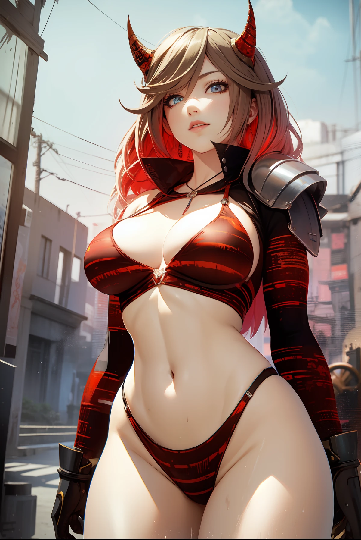 obra prima ,Ultra HD 16K,melhor qualidade,ART digital premiada ART estilo Hollywood,Arqueiro 1 mulher modelo bonito sex, Perfect bikini armor Venus body red hair long hair very long face perfect hyperrealistic ,olhos azuis bonito perfeito natural detalhado espetacular,rosto bem definido bem elaborado bem trabalhando realista,olhos bonitos olhos bonitos realista perfeito todos detalhados,breasts turbine abdomen pointed cracked hip chap wide ,bumbum exposto bunda grande para cima bumbum arrebitado pernas torneadas ,belas pernas, Survival Combat Arc ART Cinematographic Art Artstation ,Devilart ,Jogo , intricate hyper-realistic illustration ,complex work detailed surreal 3Dmm rendering.