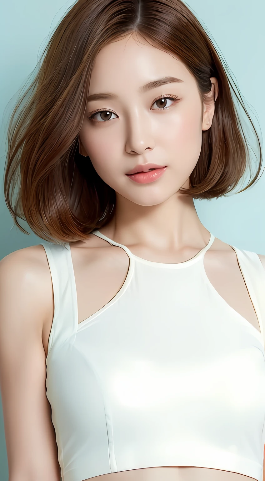 ((top-quality、8K、masterpiece:1.3))、1girl in、Slim Abs Beauty:1.3、She is a woman with a sense of cuteness and cleanliness.、Bob hair is characteristic。
hairstyle on: Her hair is a pretty bob hair.、You can feel the cleanliness and elegance。
Hair color: Her hair color is a natural brown.、It expresses cleanliness and cuteness.。
Skin: Her skin is transparent、Healthy and has radiance。
garments: She wears fashion that complements her cuteness。It is characterized by a clean design and cute colors.。
body type: Her body shape is delicate and has a cute silhouette.、You can feel the cuteness。
This masterpiece is painted in the highest quality、The charm of a woman with cuteness and cleanliness、Cute bob hair and natural brown hair color、And it is brilliantly expressed by the fashion with a sense of cleanliness。
