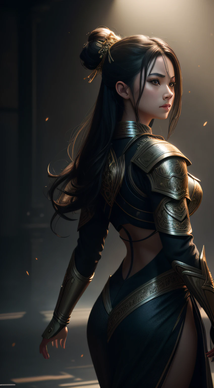 [samurai mulher], Cinematic, Photoshoot, Shot on 25mm lens, Depth of Field, Tilt Blur, Shutter Speed 1/1000, F/22, White Balance, 32k, Super-Resolution, Pro Photo RGB, Half rear Lighting, Backlight, Dramatic Lighting, Incandescent, Soft Lighting, Volumetric, Conte-Jour, Global Illumination, Screen Space Global Illumination, Scattering, Shadows, Rough, Shimmering, Lumen Reflections, Screen Space Reflections, Diffraction Grading, Chromatic Aberration, GB Displacement, Scan Lines, Ambient Occlusion, Anti-Aliasing, FKAA, TXAA, RTX, SSAO, OpenGL-Shader’s, Post Processing, Post-Production, Cell Shading, Tone Mapping, CGI, VFX, SFX, insanely detailed and intricate, hyper maximalist, elegant, dynamic pose, photography, volumetric, ultra-detailed, intricate details, super detailed, ambient