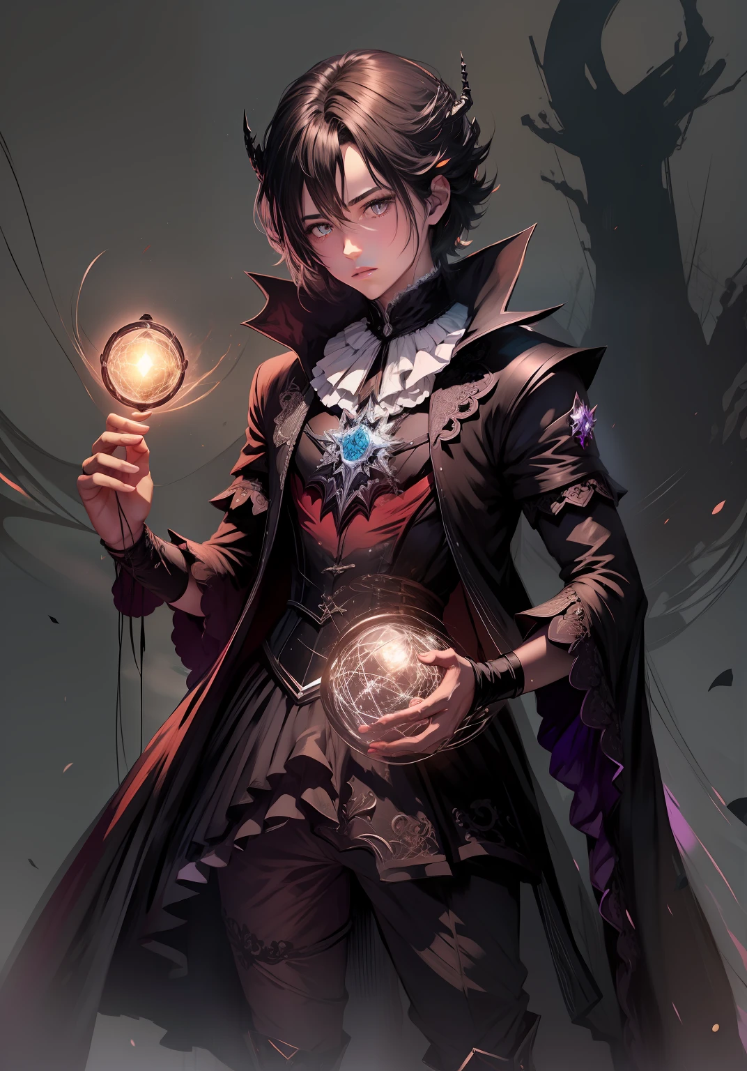 menino anime , darkeness , magia de trevas
