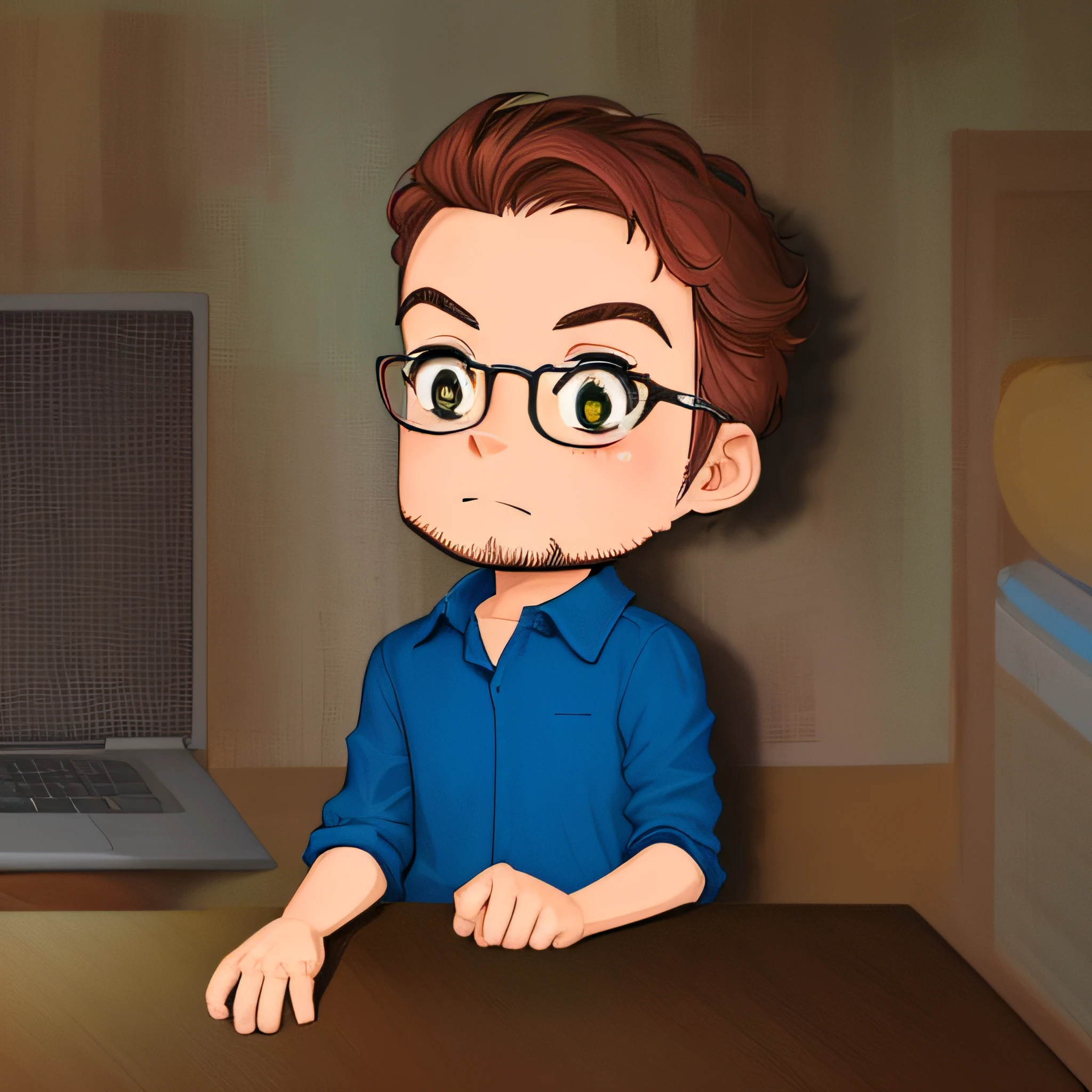 desenhos animados de um homem sentado em uma mesa com um laptop, in cartoon style, arte dos desenhos animados, retrato de personagem de mim, pintura digital dos desenhos animados, retrato dos desenhos animados, advanced digital chibi art, estilo de arte dos desenhos animados, charicatura, Retrato do conceito do personagem de mim, arte digital dos desenhos animados, stylized digital illustration, desenho animado de arte digital, avatar para o site, retrato estilizado, estilo caricatura