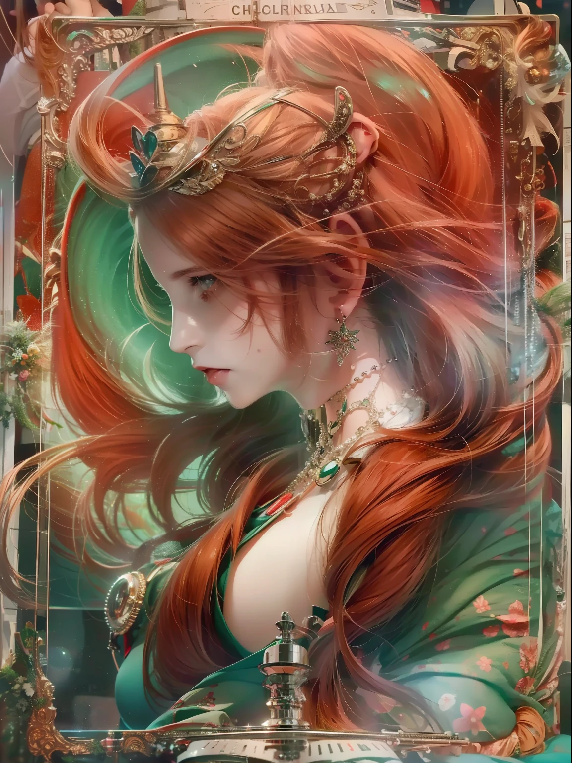 (Jogo King Card:1.5, simetria rotacional),Anna Dittmann,Minimalist compositions,chama,Maga Feminina,Cocar de cristal requintado, requintada armadura de cristal,Fio Eletroluminescente,((LiliArt)),brilho sonhador,arte digital conceitual,vermelho e cinza,(Very detailed, Reasonable design, linhas claras, alta nitidez,melhor qualidade, master part, 4k )