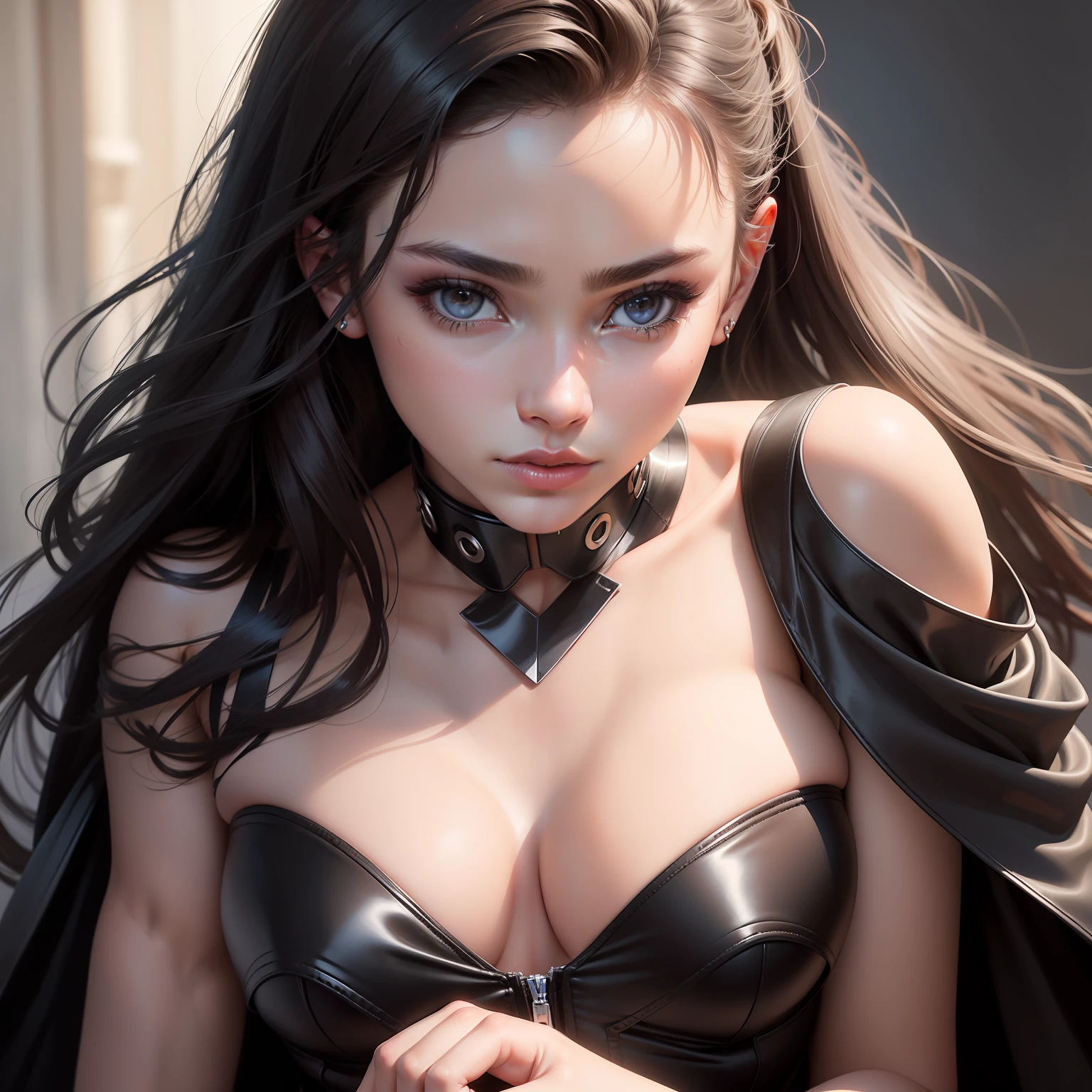 AI PIXEL, admiring the beauty of fashion ai, the very provocative pose of the fashionista of the handsome fit male model, exponentially beautiful in Paris, close up look, 12k, super details of the face, hasselblad, braless, gray studio background