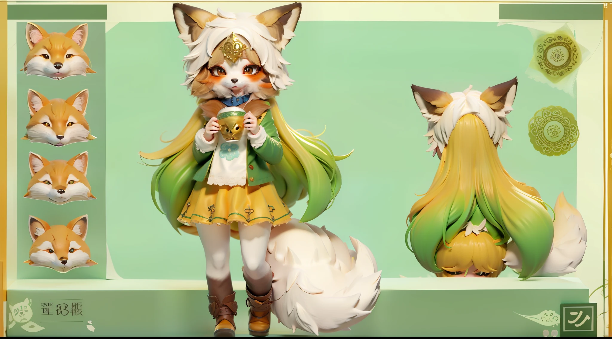 Cute playful fox girl avatar,Has a furry cat ear and a fox mask,Very charming, lovely and unique。