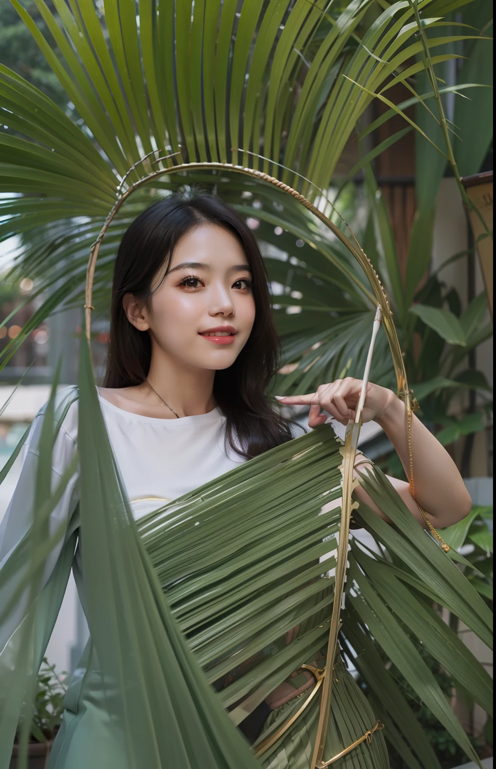 1girl, (looking at viewer), (bokeh:1.1), closed mouth,light smile, realistic, arm behind head, shirt,
pencil skirt, skyline,
best quality, (photorealistic:1.4), ultra highres, llfhanxue