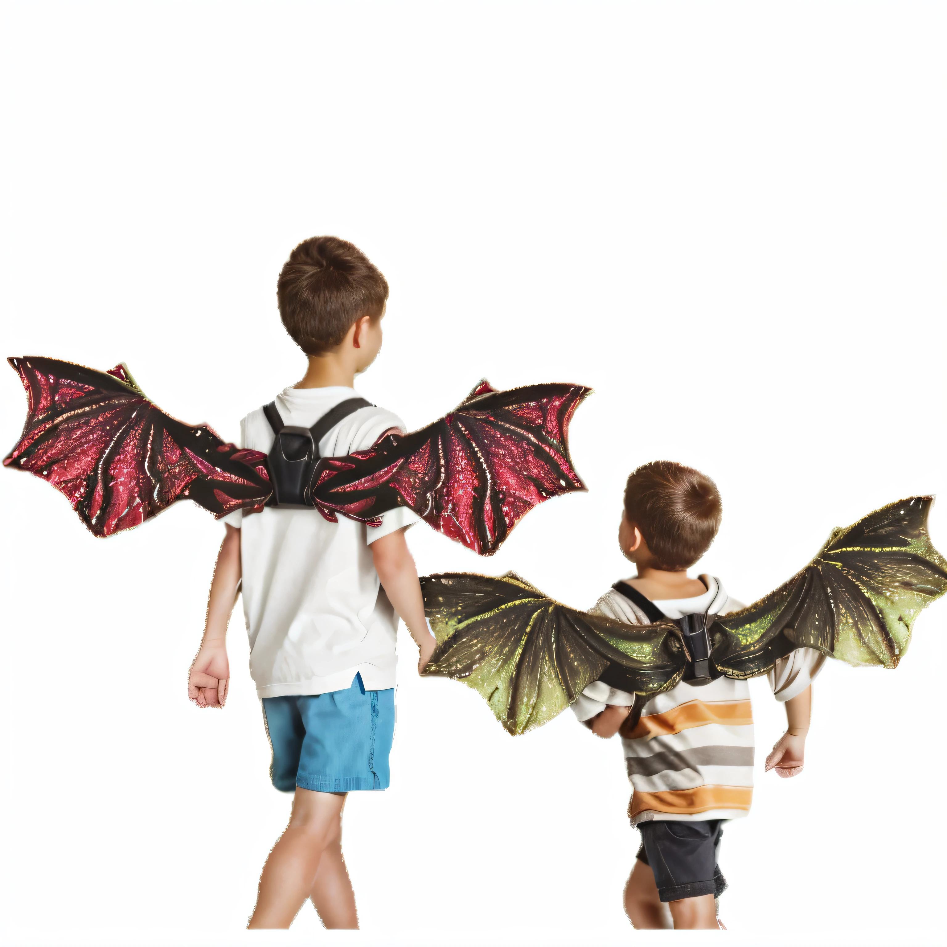 Alaf with wings and backpack on white background, Dragon wings, Dragon wings, Bat wings, Flying creatures, large mosquito wings, flying mythical beasts, batwings, Demon wings, Giant wings, 2 0 2 0 fashion, symmetrical dragon wings, large wings, dragons flying around, Insect wings, Devil Wings, flying giant animals, Hiryu，Realiy，photorealestic