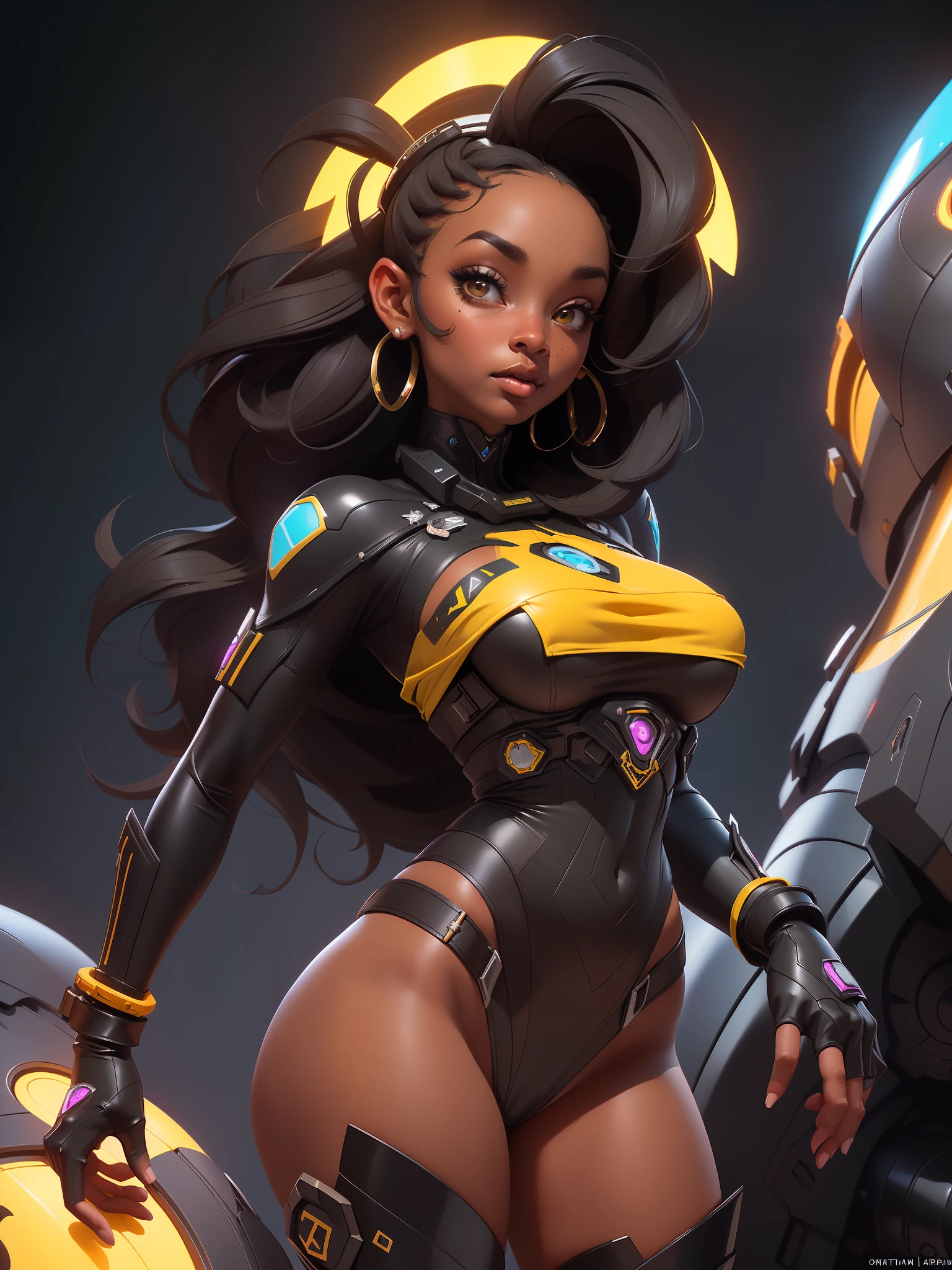 obra prima, melhor qualidade, proporcional, ultra detalhada, ((uma linda mulher negra, cowgirl do oeste selvagem, de cabelos grossos, nsfw)), abordo de uma nave espacial, sci-fi, futurista, detalhado, 8k, artstation, proportion Aurea