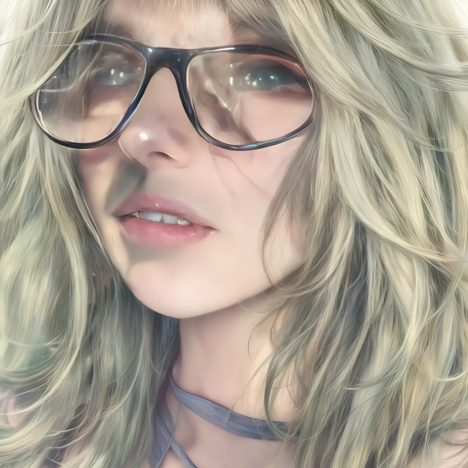（tmasterpiece），Ultra - Detalhado，8k，（（Table of functions：1.4））Or see the outline，vista para a rua，Uma menina de cabelo comprido，sorrir，((LiliArt)), Denim Jeans Pants，sun glasses，Simple background illustration，fundo plano branco，（（Cabelos ruivos compridos）），（Longas, whitish hair））, symmetrical face, rosto bonito, (olhos verdes)