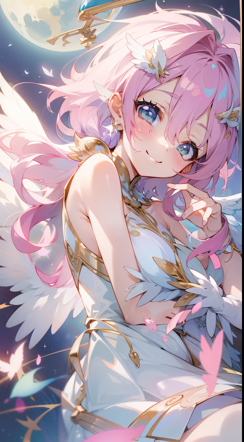 Beautiful Angel、Cute smile、optic、a moon、stele、kirakira、SHINES、Contrasting angel wings、a smile、Rosa