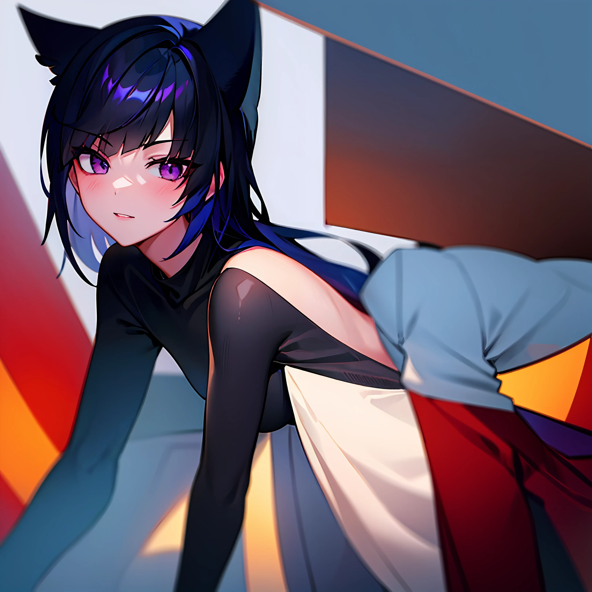Girl with black square and purple eyes