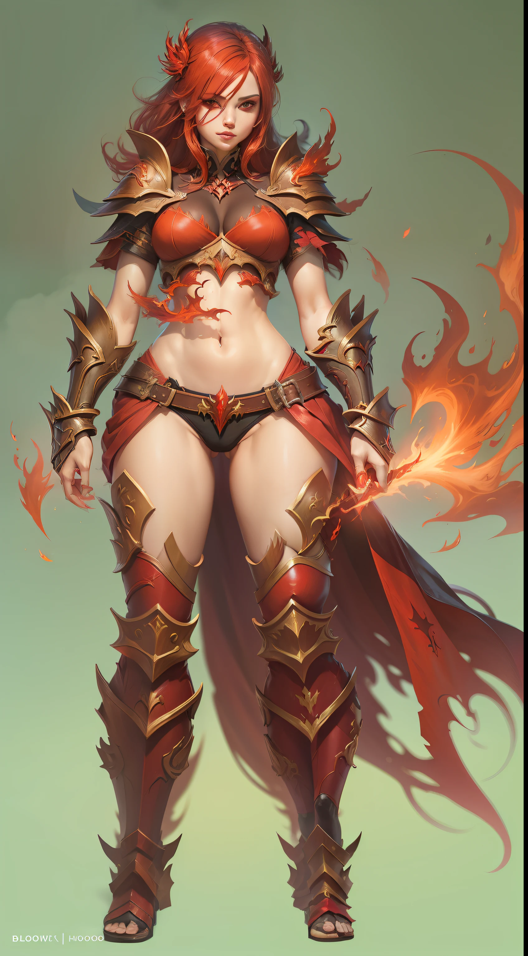 Hot Sexy girl wear Shadewood Bikini Armor With Bloodflame Aura, Full Body