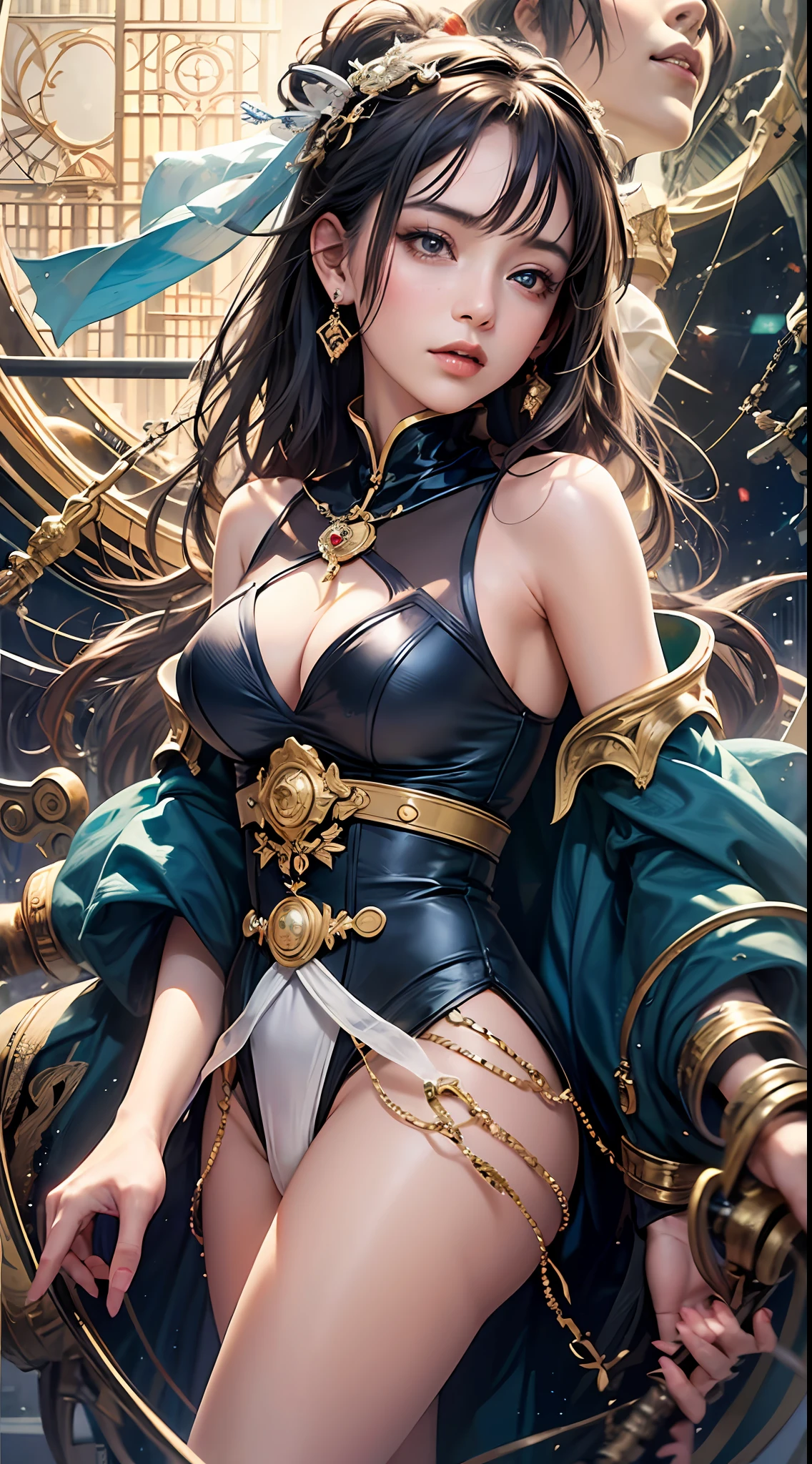 Focus on the person. We create and express the best shining composition of the person. ((Masterpiece)), (((highest quality)))), ((Ultra detail)), (Ultra realistic), (Highly detailed CG illustrations), (Very delicate and beautiful), Girls as masterpieces, highest quality, realistic skin, realistic fabrics, realist illustrations focusing on girls with realistic and ultra-detailed eyes in the center front. This is the absolute rule, and the following sentence expresses the image quality. It is the greatest masterpiece in the history of the class of Inuitsuki Ichigo, in which the owner of the greatest painting talent in human history met an unparalleled beauty and risked his life to depict the most beautiful figure. Create stunning anime artwork that is currently trending on seaStation, showcasing exquisite beauty and captivating aesthetics. Background: Night view of the vast outdoor pool. The illuminated decorations, water slides, and the glow of the light reflected on the surface of the water express the glamour of the pool party at night. Generate three new and creative image prompts, focusing on a young beautiful girl in the foreground. Prompt respects anatomy, is bold and decisive, and aims to maximize the girl's charm through emotional quality, direction and effect. The background is to depict a Japan high school girl who has wandered into another world. Prompt should aim for highly realistic depictions and strive for detailed and high-quality depictions. The girl is petite, has a very youthful face and clear eyes. The skin is fine, and the proportions of the dynamite body are beautiful on the bare skin. The shape of the fingertips and hands is beautiful, and the clothes and accessories change depending on the material of the fabric, and are realistically reproduced. The most beautiful and moving miraculous moment of her life, living powerfully in another world. This miraculous moment is a masterpiece of reverence painted by the greatest painter in human history,
