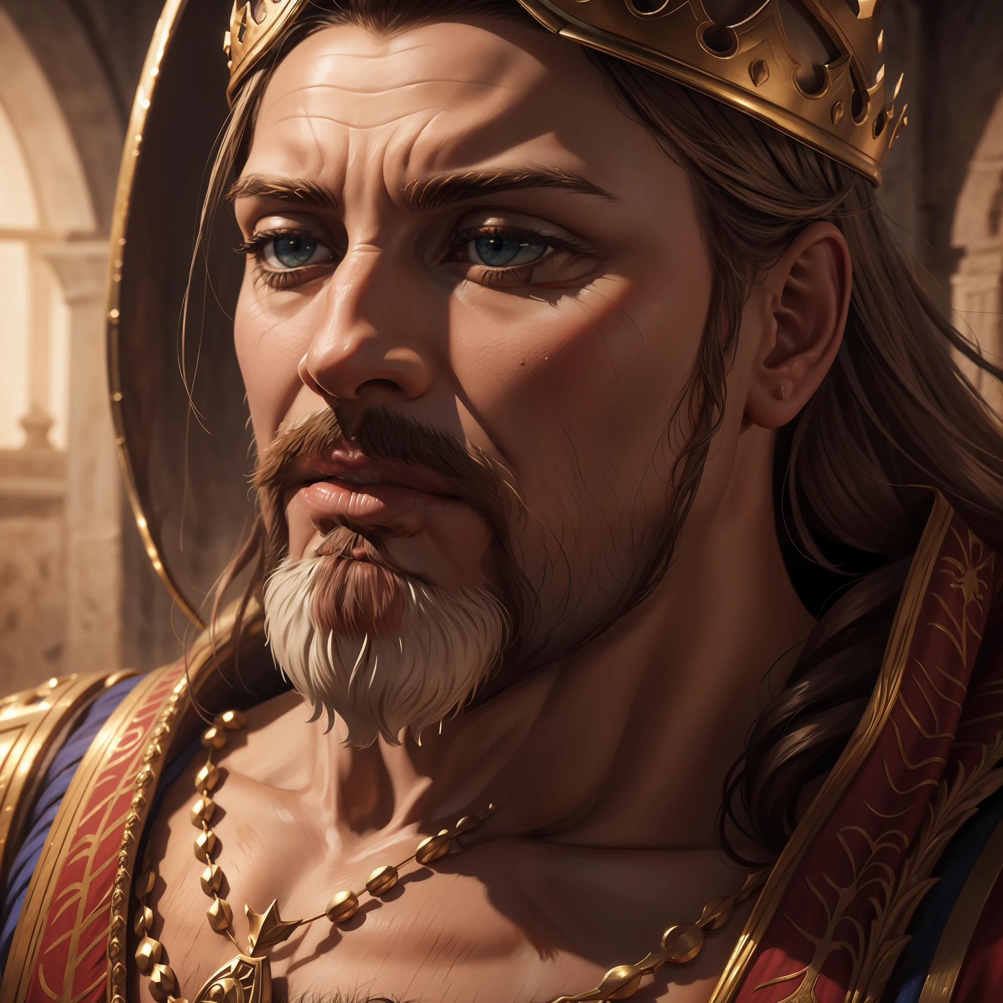 King Solomon. super close-up em seu rosto, obra-prima, melhor qualidade, Textura 8K, altamente detalhados, realista, soft Cinematic Light, HDR, foco nítido, obra-prima, fotorrealista, fotografia premiada, Canon EOS R5, 35 mm.