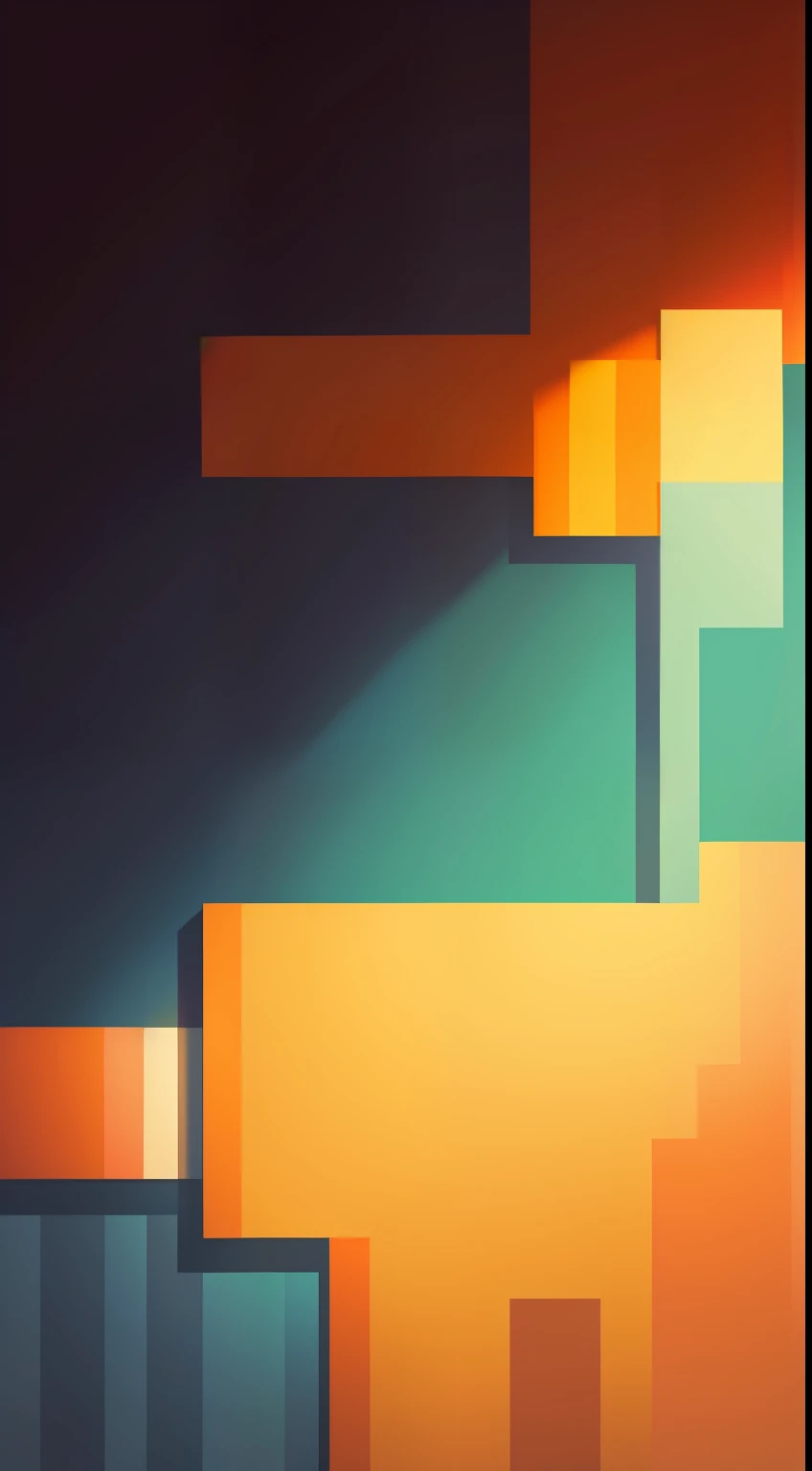 Un fondo de cuadros con degradado en colores. Estilo minecraft, warm colours, sombras detalladas, vector,