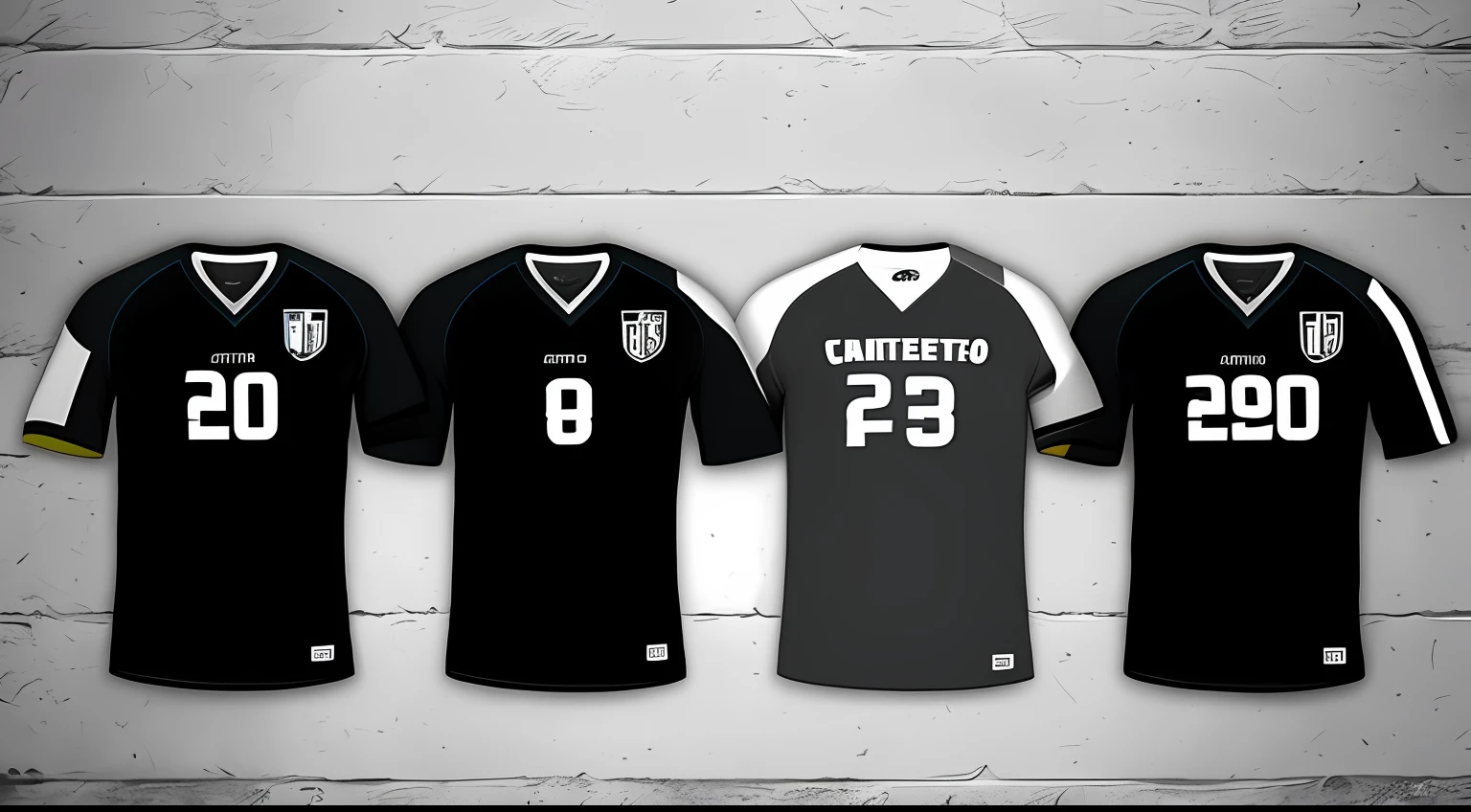 Américo football players, design de camiseta, arte centrada, vetor 2d, cores preto e branco