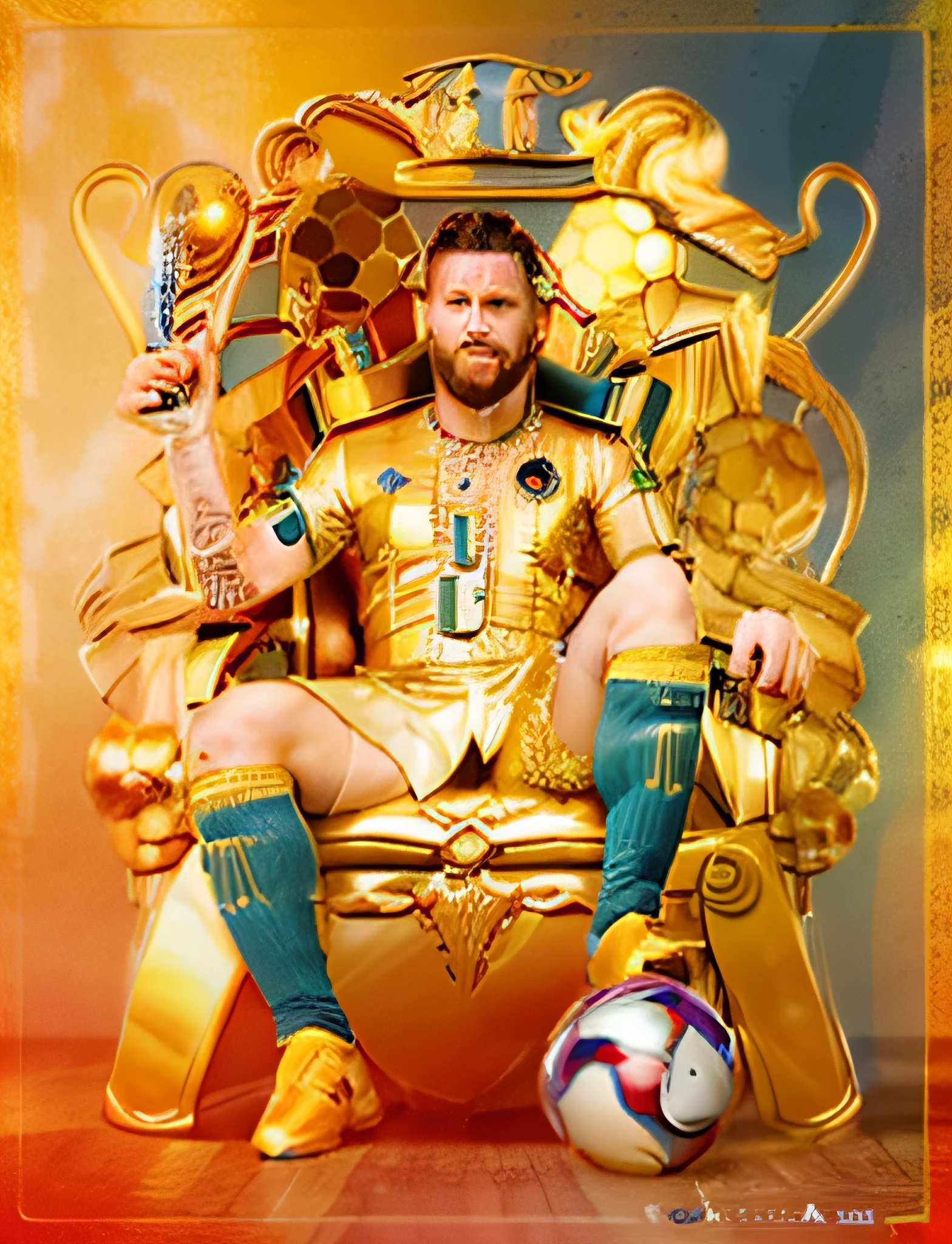 arafed image of a man 8k sharp picture quality sitting on a chair with a trophy, messi as a viking, messi, lionel messi portrait, lionel messi, the best ever, messi as cyborg, messi dunking on ronaldo, official artwork, official, at the world cup, 🌻🎹🎼, lionel messi as a muppet, the king of rooster, album art, arafed soccer player sitting on a throne with a soccer ball, lionel messi portrait, messi as a viking, messi, lionel messi, messi as cyborg, sitting on a golden throne, lionel messi as a muppet, on a throne of gemstones, sitting on golden throne, messi dunking on ronaldo, the king of dreams, sitting in a gilded throne, there is a man sitting on a throne with a soccer ball, messi as a viking, lionel messi portrait, messi, lionel messi, sitting on a golden throne, inspired by Mike Winkelmann, sitting on golden throne, messi as cyborg, gold throne, golden throne, official artwork, sitting in a gilded throne, at the world cup, messi dunking on ronaldo, 334/2000, Lionel messi, the best ever, messi as a viking, official artwork, jen bartel, art official, messi as cyborg, official, official fanart, messi dunking on ronaldo, at the world cup, 8k sharp picture quality, (limbs sharp clear)