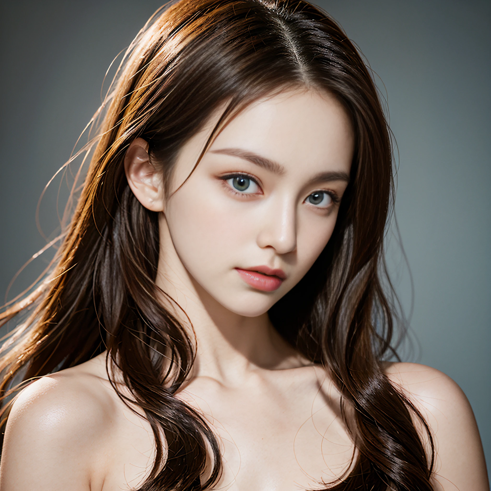 (masterpiece), (highest quality), (realistic), attractive daughter, beautiful portrait, transparent eyes, beautiful eyes, beautiful nose, beautiful mouth, pretty lips, fine-grained skin, portrait shooting, long hair, elegant long face, beautiful woman with perfect figure: 1.4,