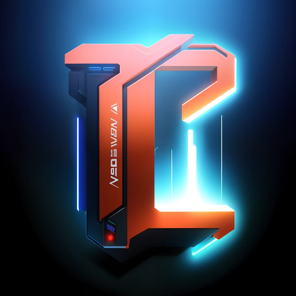 tech and gaming, 3d style, very futuristic logo