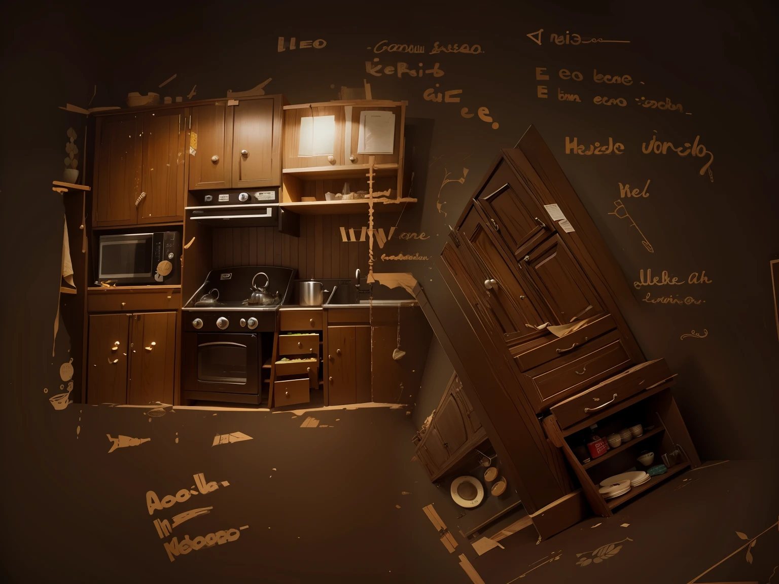 Mueble para cocina con bajo mesada y alacenas arriba