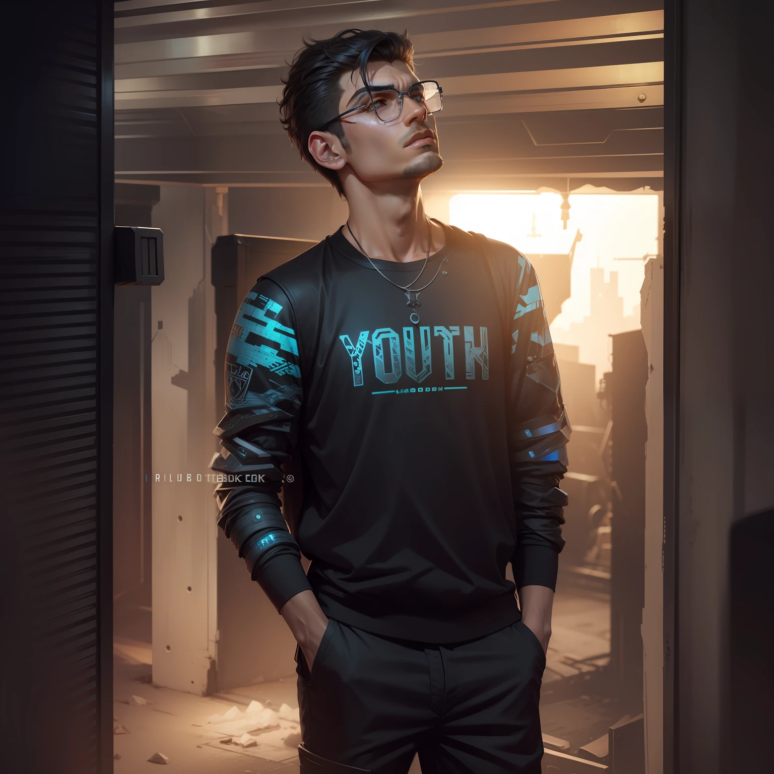Change background cuberpunk handsome boy, realistic face, 8k, ultra realistic