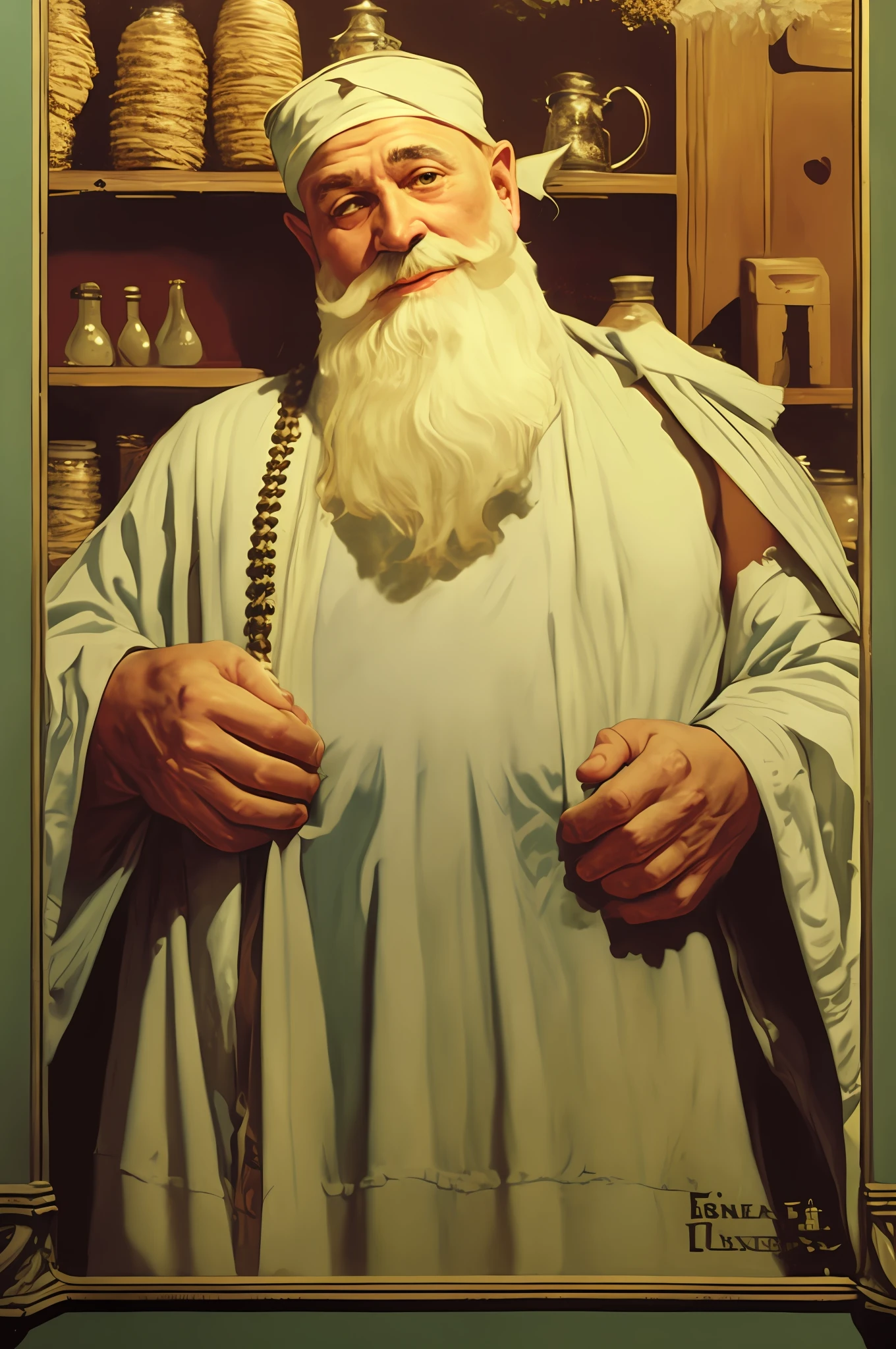 pintura de um homem Com barba e um talit branCo e azul , j. C. Leyendecker. d&d, Directed by: Thomas Blackshear, j. C. Leyendecker 8 K, by Brothers Hildebrandt, by the Brothers Hildebrandt, por J.C. Leyendecker, por J. C. Leyendecker, j.C Leyendecker