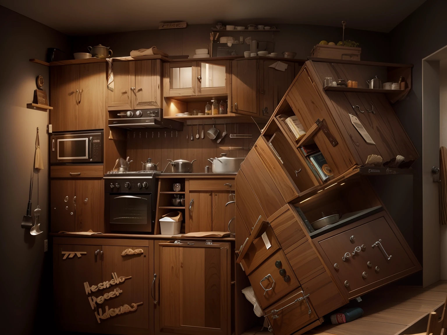 Mueble para cocina con bajo mesada y alacenas arriba