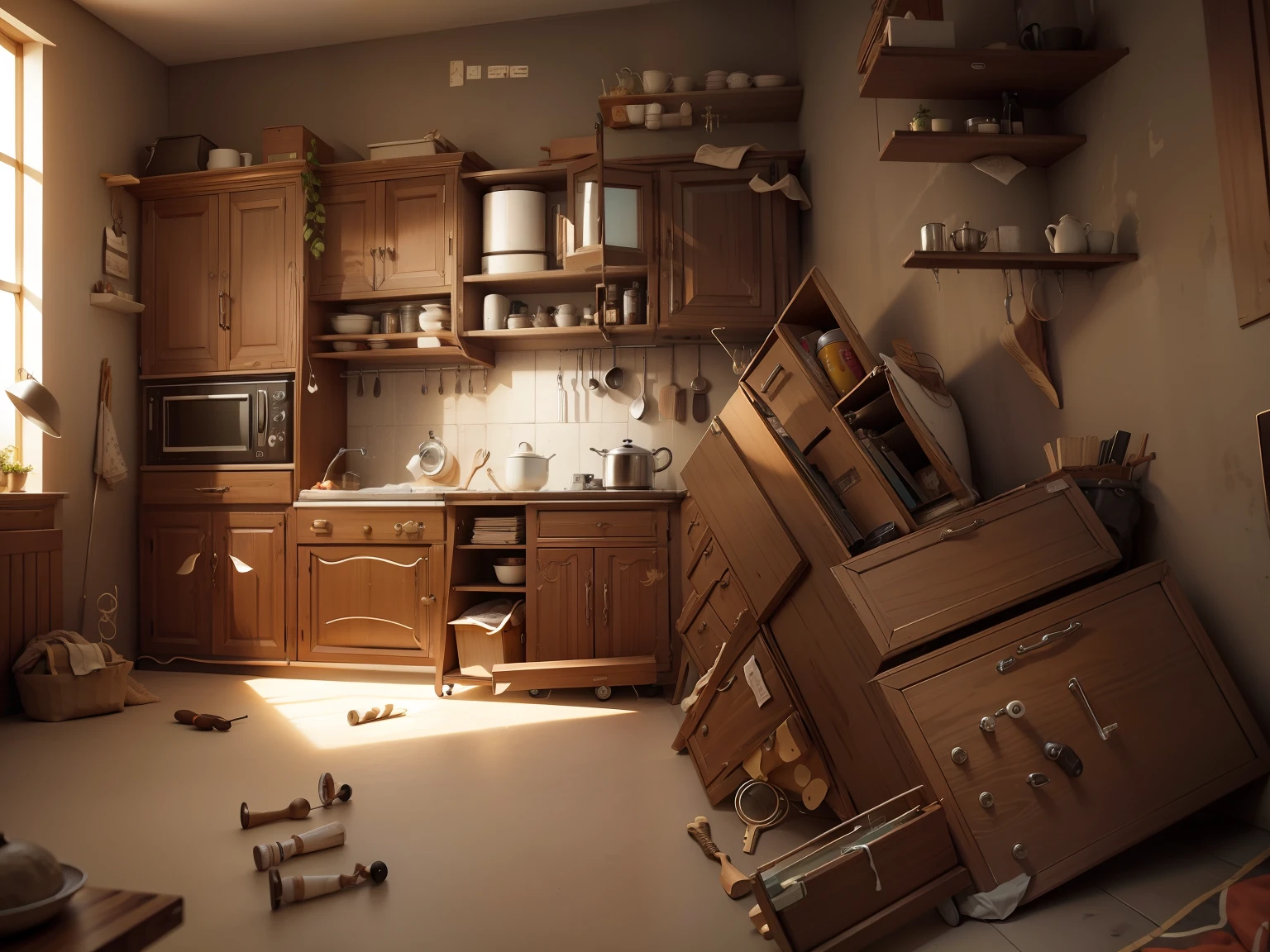 Mueble para cocina con bajo mesada y alacenas arriba
