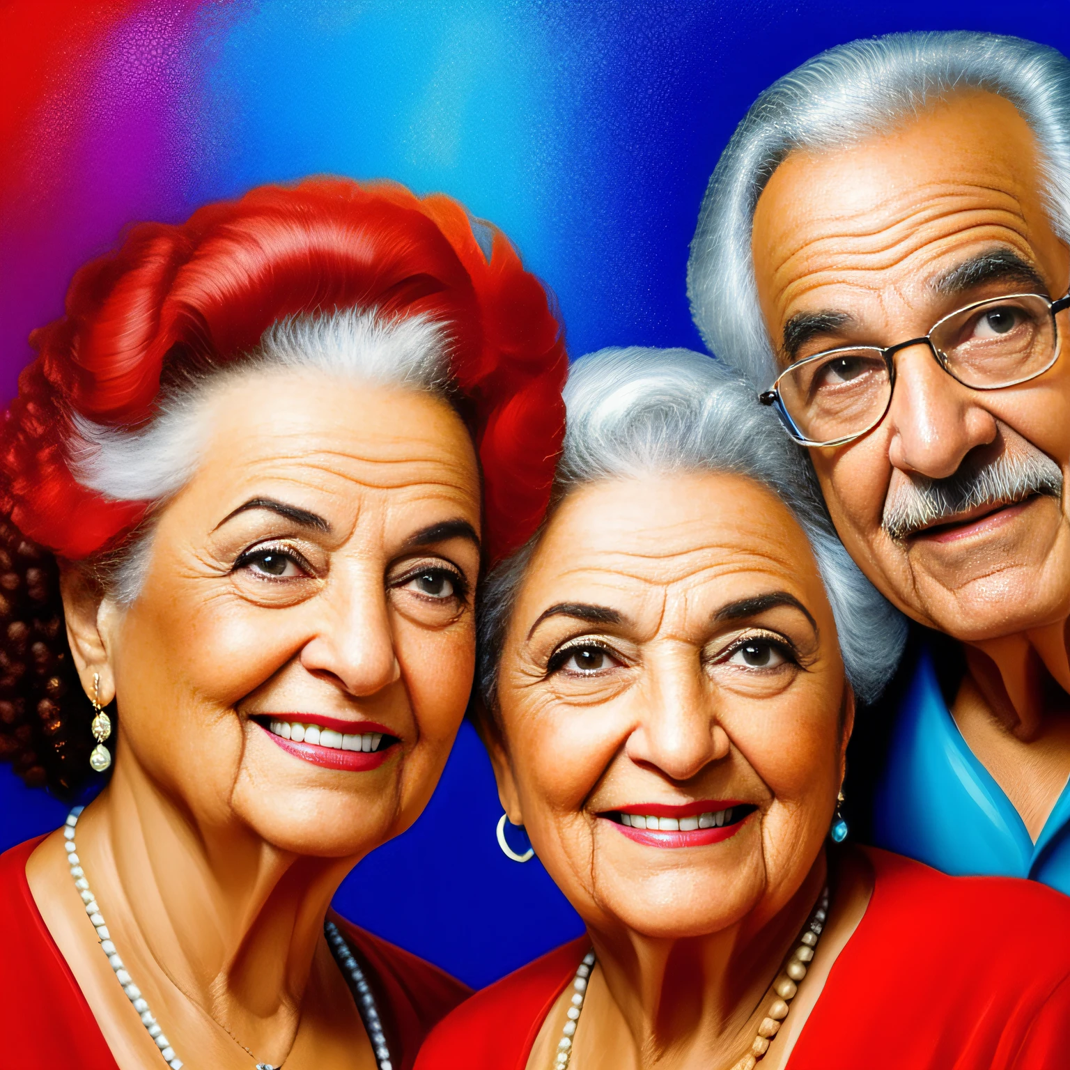 casal de velhinhos , de 80 anos, bem-humorados conversando. Pintar estilo: "impressionismo", com cores vibrantes bem definidas em 8K. Paint so that the characters are easily recognizable and reveal the perfection of the characters' facial expressions.