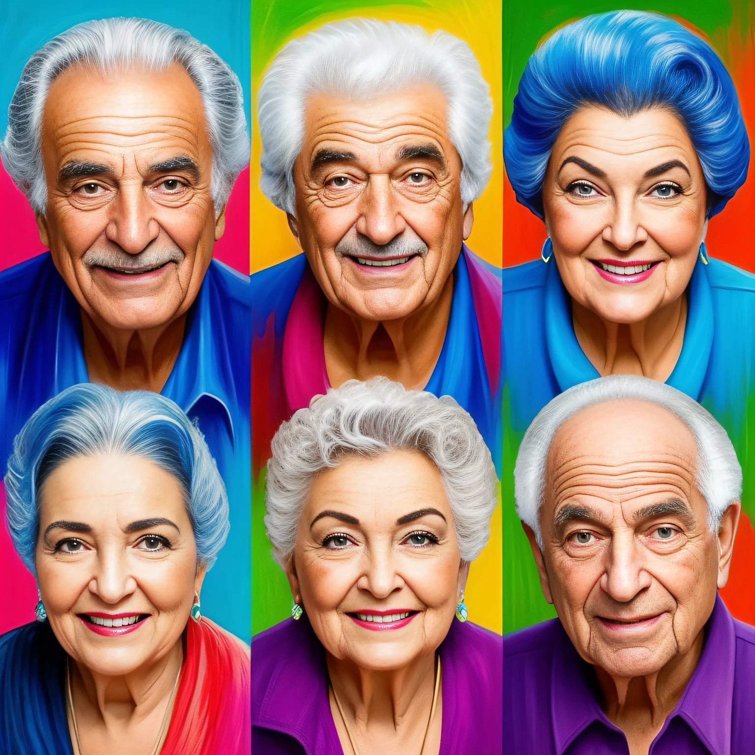 casal de velhinhos , de 80 anos, bem-humorados conversando. Pintar estilo: "impressionismo", com cores vibrantes bem definidas em 8K. Paint so that the characters are easily recognizable and reveal the perfection of the characters' facial expressions.