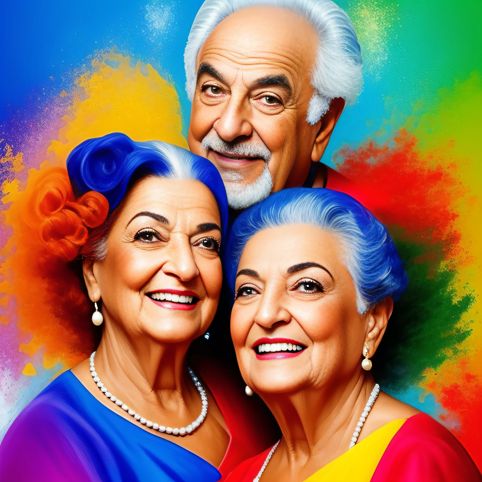 casal de velhinhos , de 80 anos, bem-humorados conversando. Pintar estilo: "impressionismo", com cores vibrantes bem definidas em 8K. Paint so that the characters are easily recognizable and reveal the perfection of the characters' facial expressions.