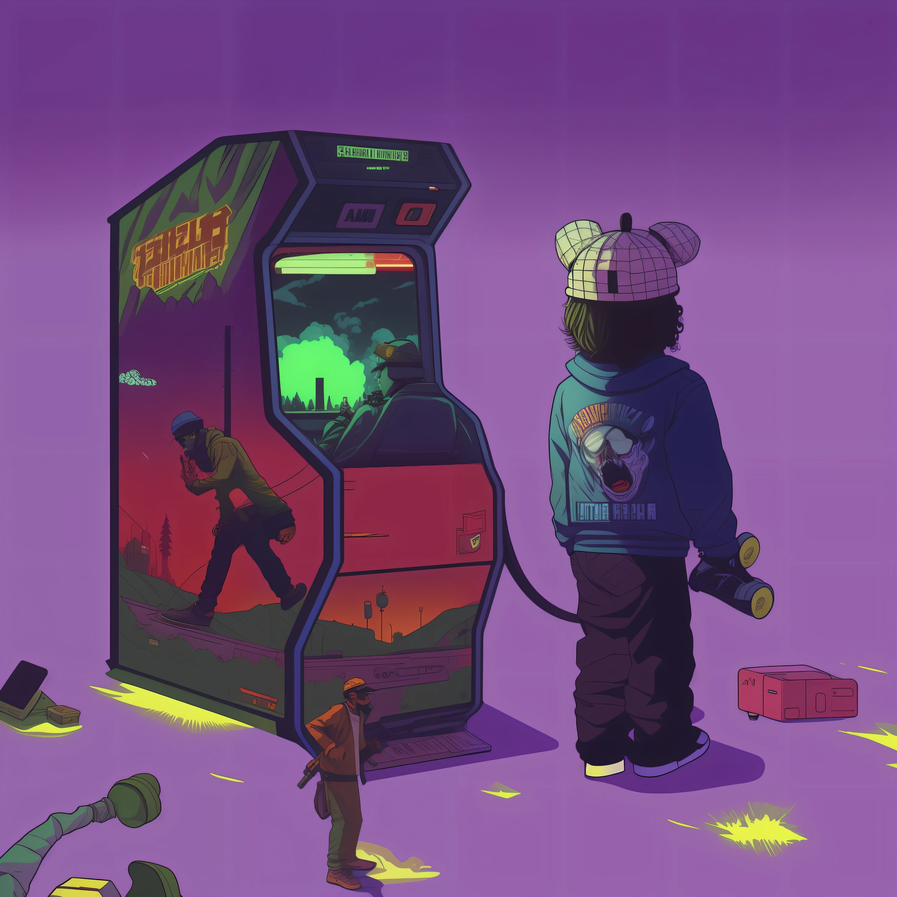 desenho animado de uma pessoa jogando um Videogame com um tema zumbi, album art young thug, arte de jogos de computador, arte da capa do Videogame, fanart de Videogame, Capa de um novo Videogame, Album art, Lil Uzi Verde, Videogame, arte da capa do jogo, capa de Videogame, arte oficial, estilo de Videogame, Hip Hop Lofi, GTA Chinatowon estilo de arte